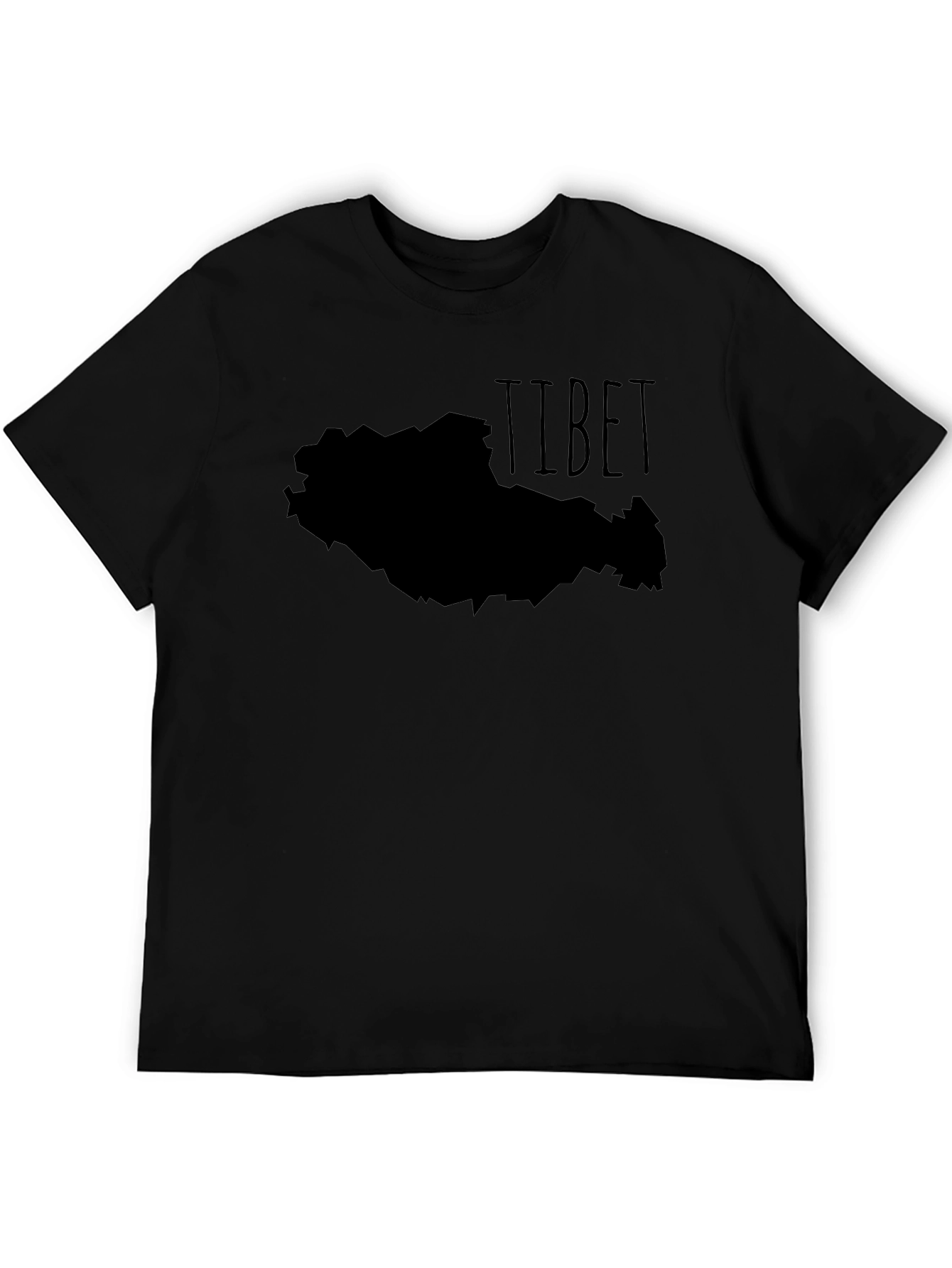 Tibet Map Graphic Tee - Black Casual T-Shirt