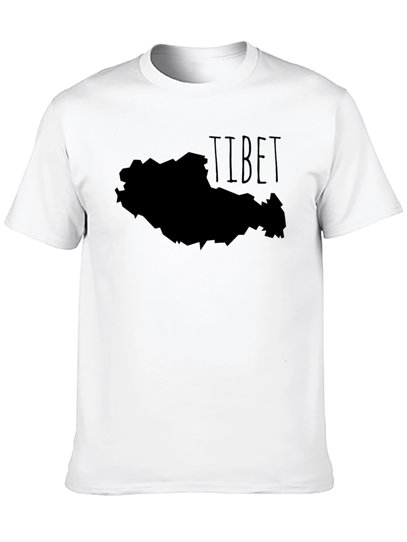 Tibet Map Graphic Tee - Black Casual T-Shirt