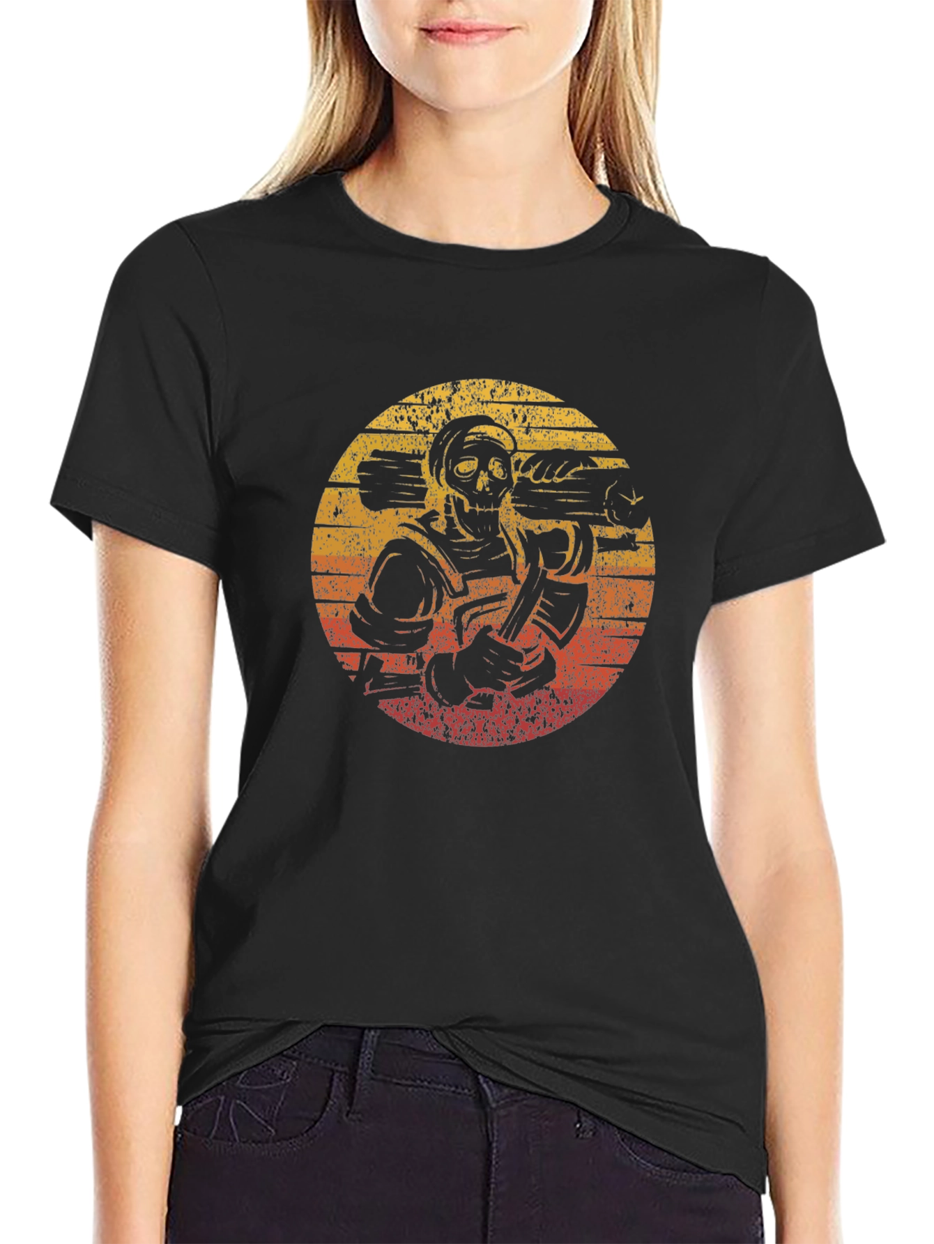 Retro Skeleton Firefighter T-Shirt