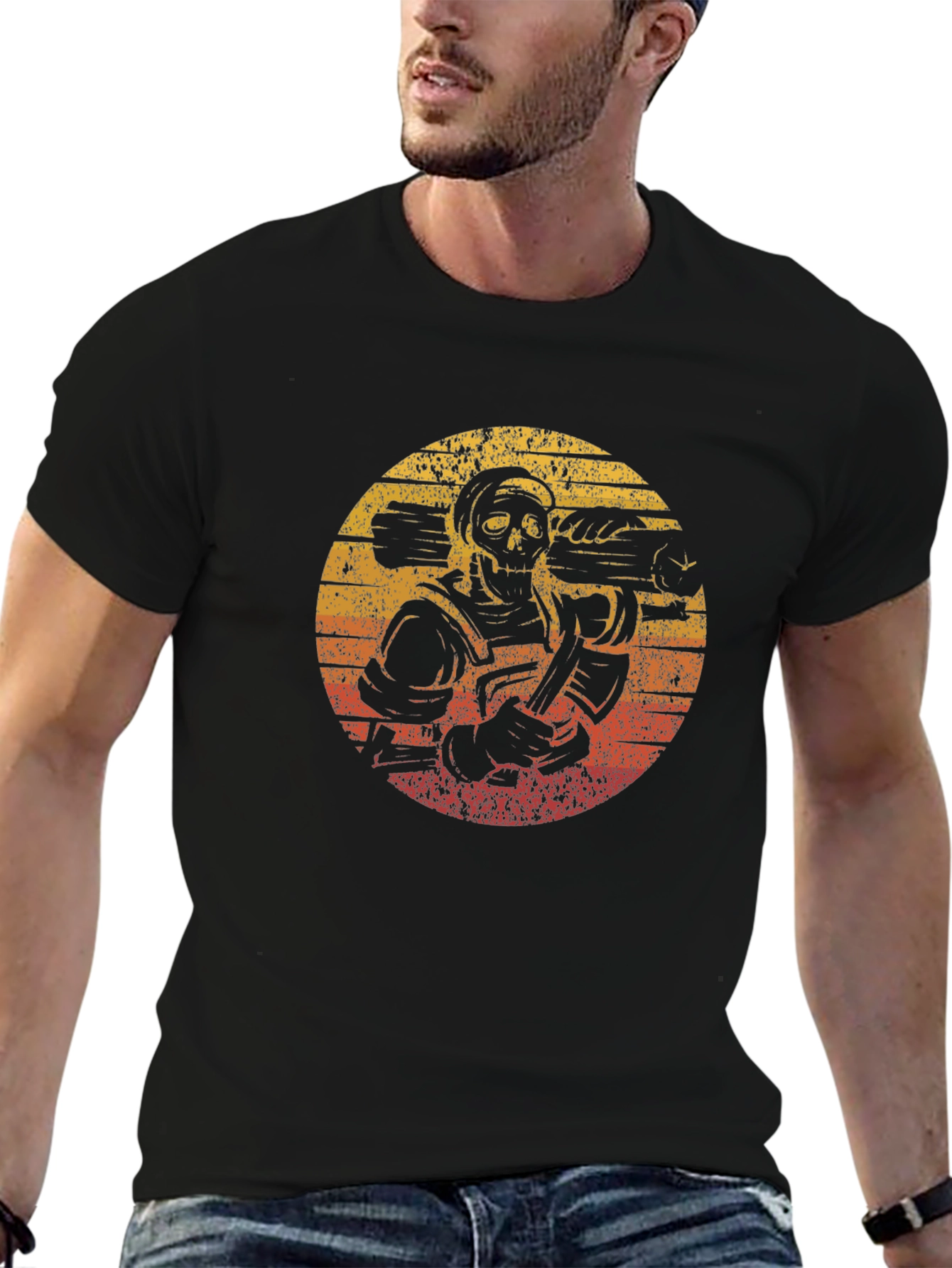 Retro Skeleton Firefighter T-Shirt