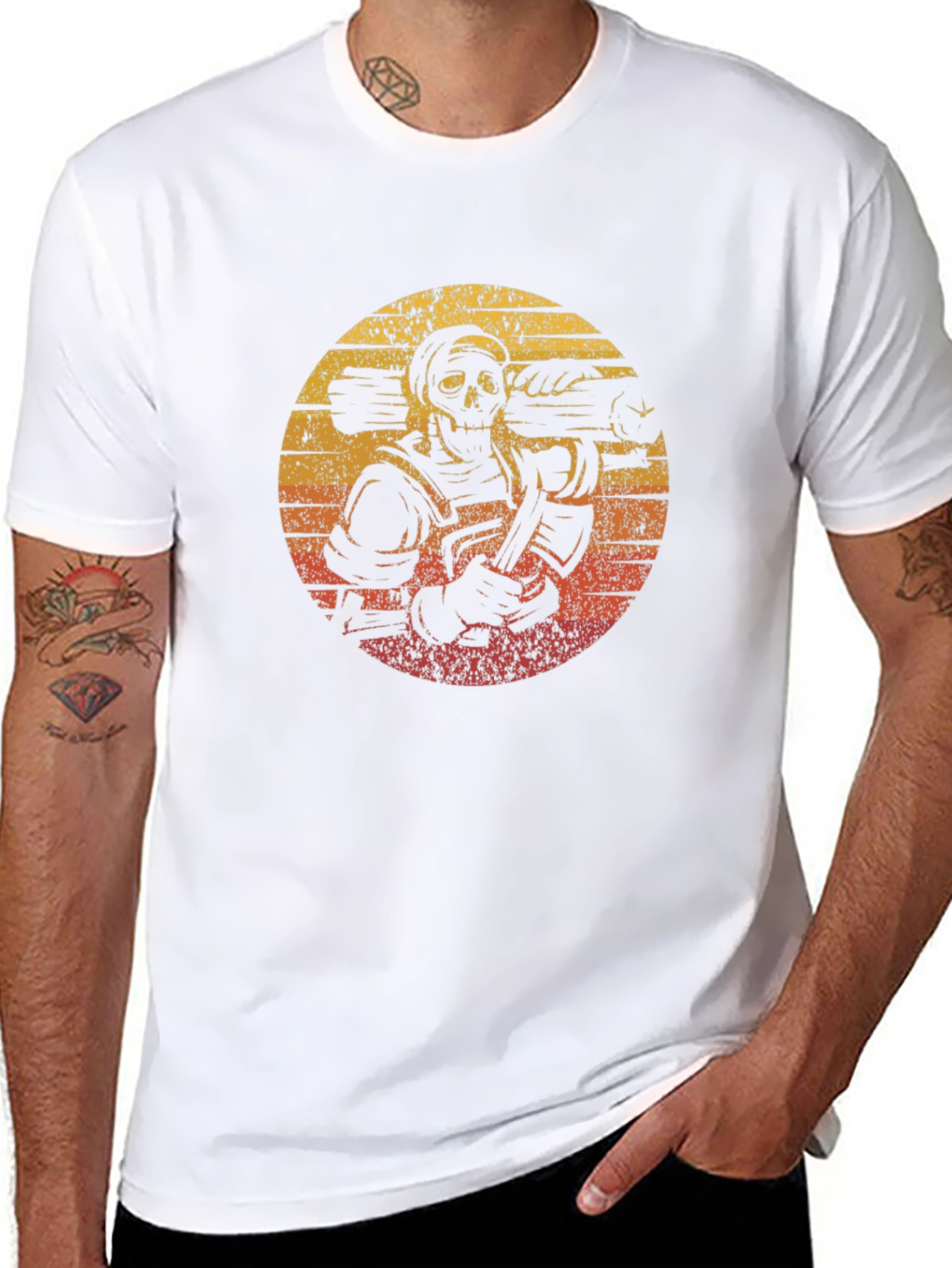 Retro Skeleton Firefighter T-Shirt