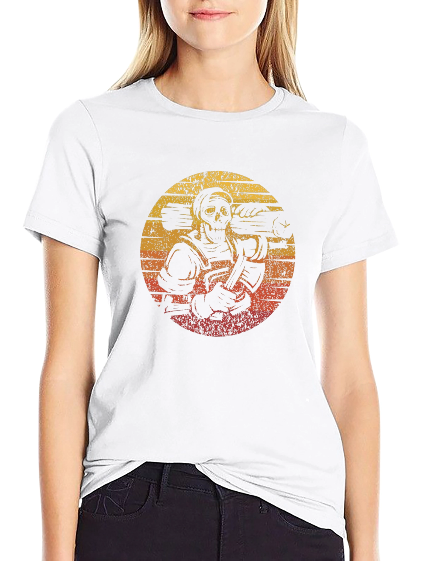 Retro Skeleton Firefighter T-Shirt