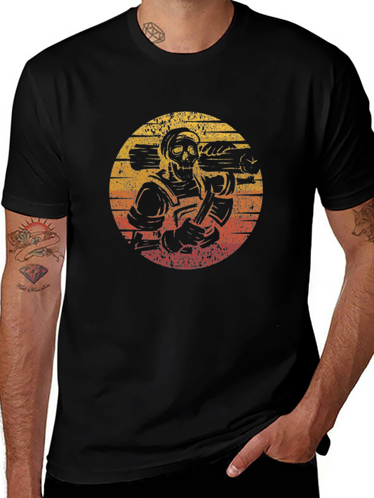 Retro Skeleton Firefighter T-Shirt