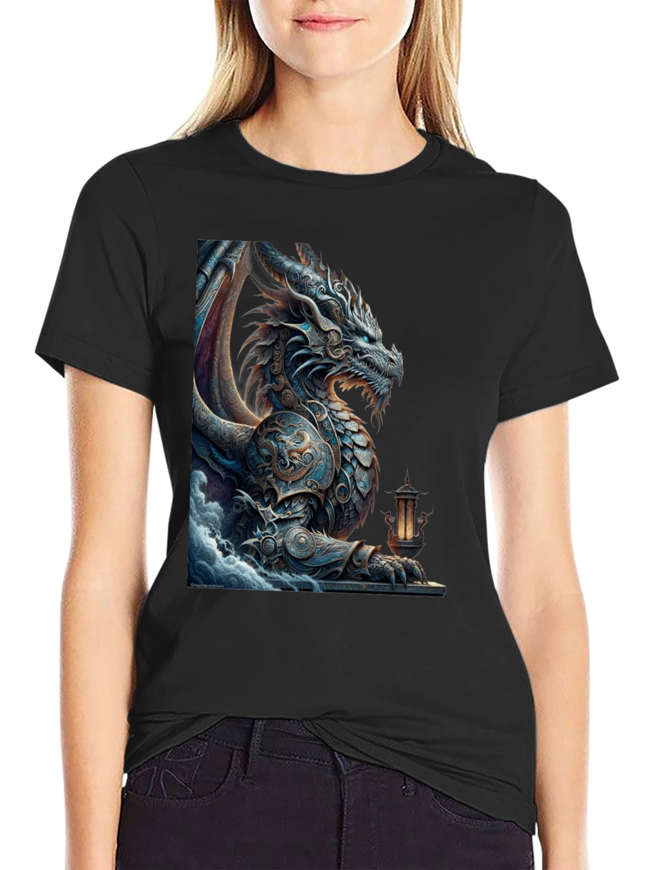 Dragon Graphic Tee - Mythical Creature Black T-Shirt