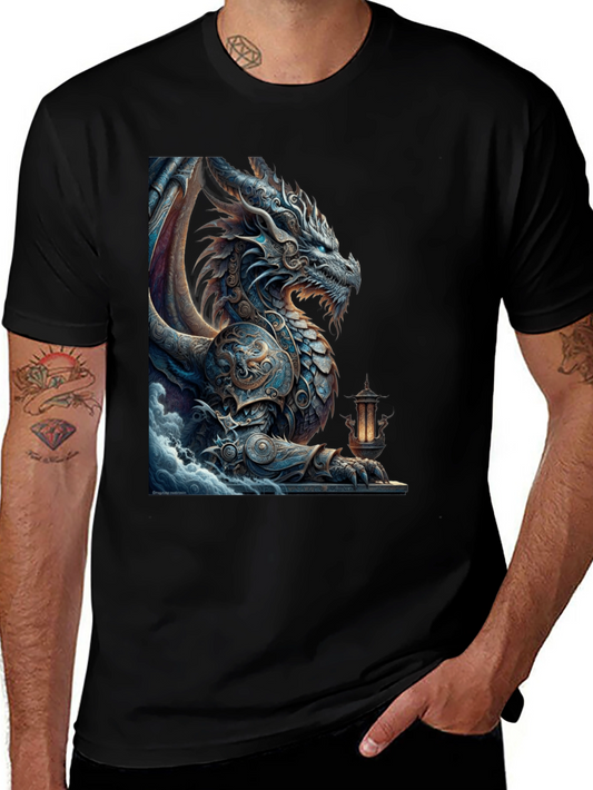 Dragon Graphic Tee - Mythical Creature Black T-Shirt