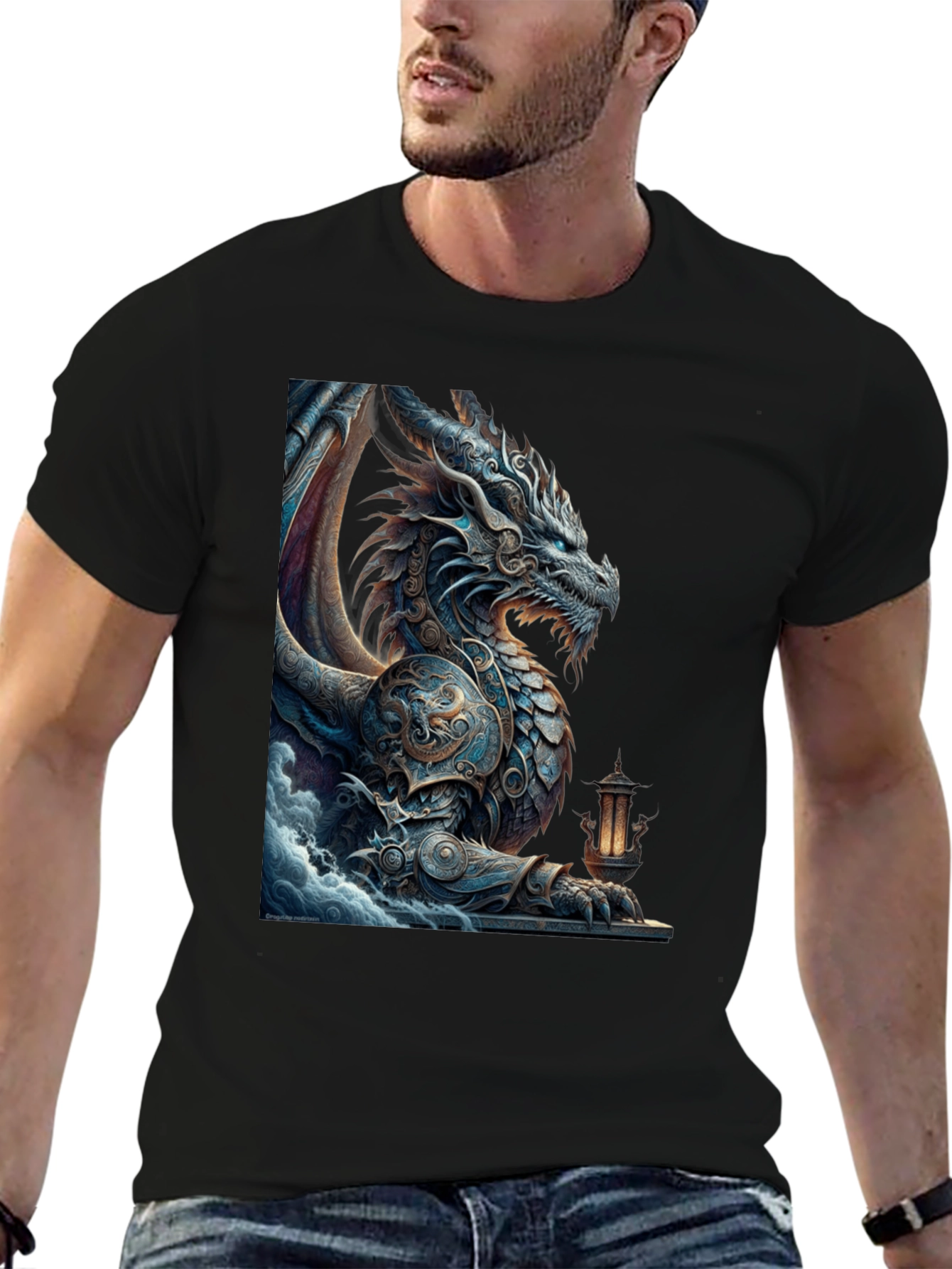 Dragon Graphic Tee - Mythical Creature Black T-Shirt