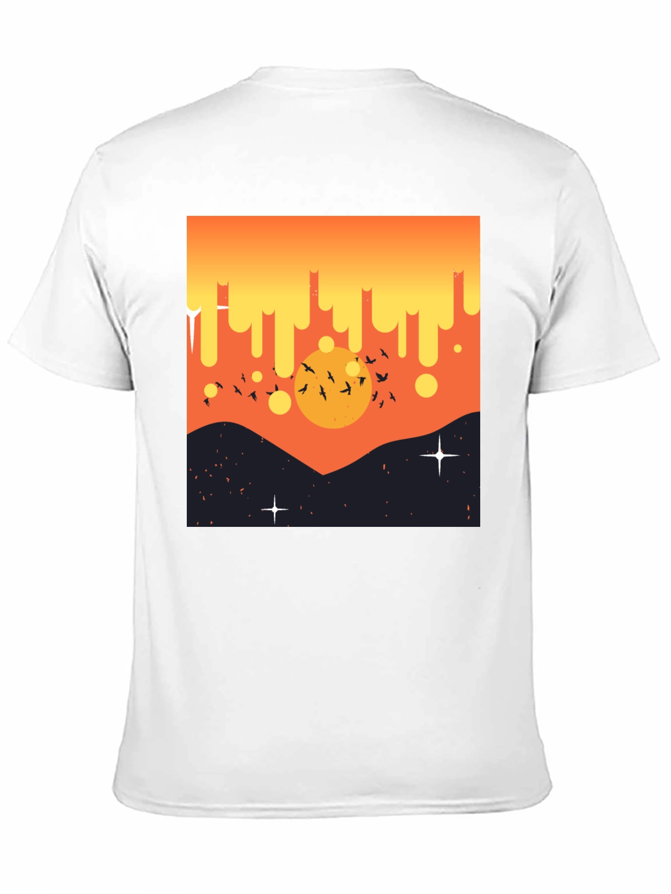 Sunset Birds Graphic Tee - Mens Black T-Shirt