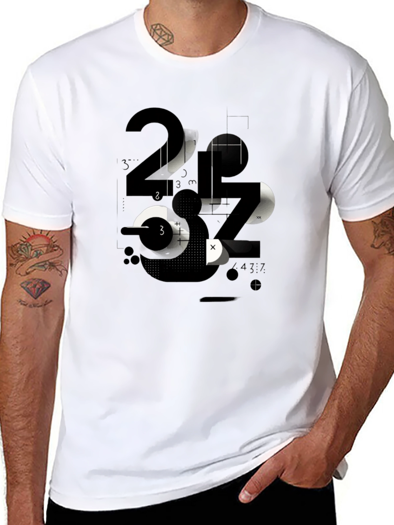 Abstract Graphic Print Mens Black T-Shirt
