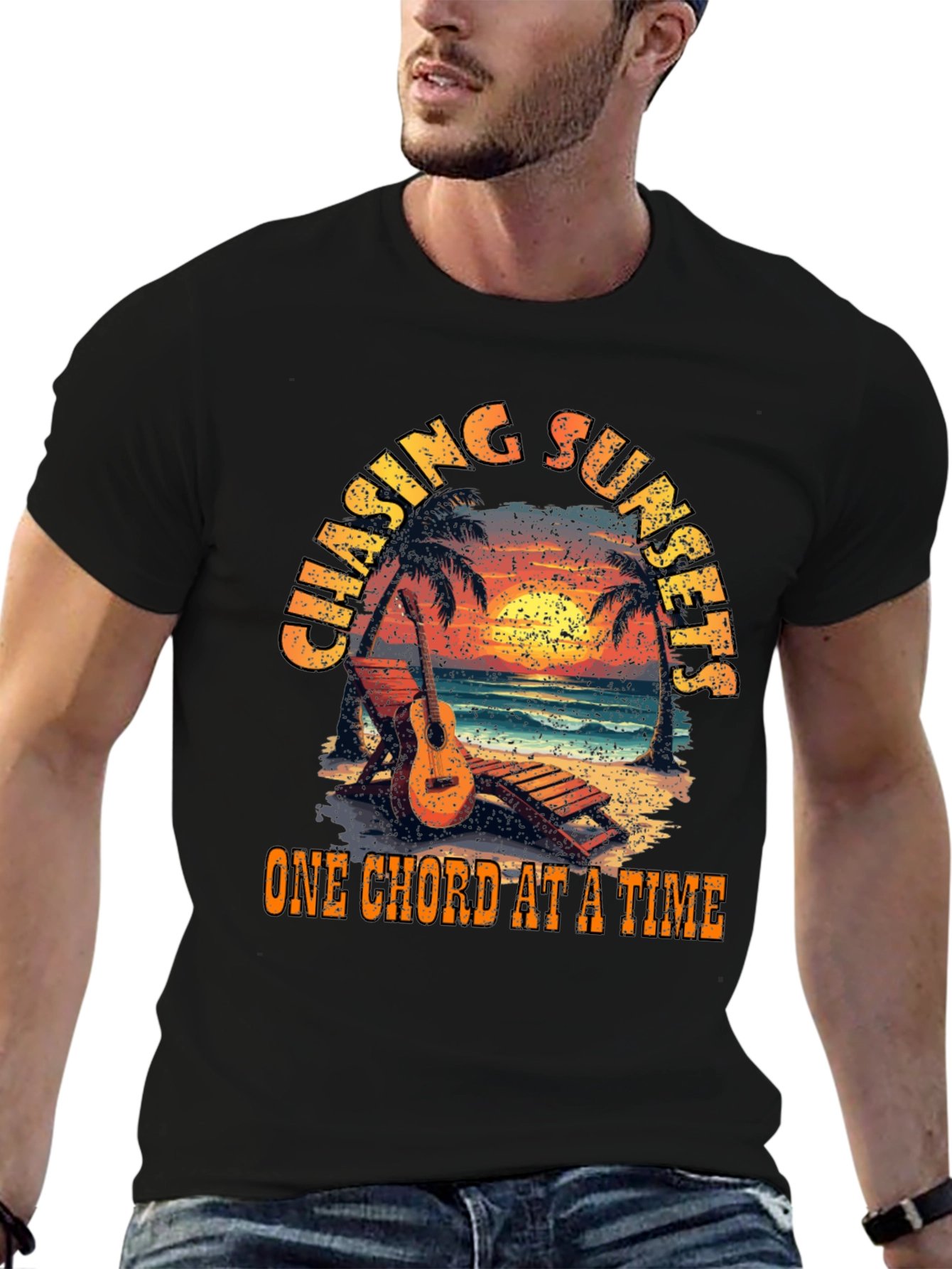 Chasing Sunsets Guitar T-Shirt