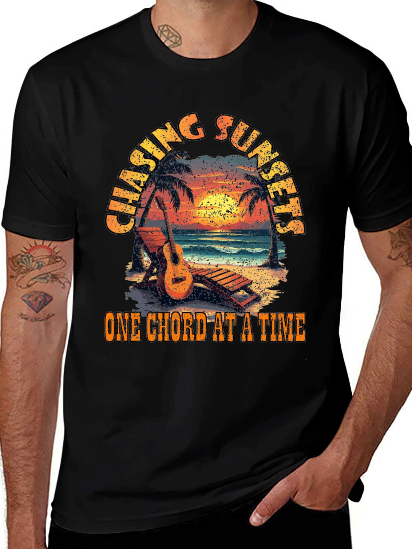 Chasing Sunsets Guitar T-Shirt