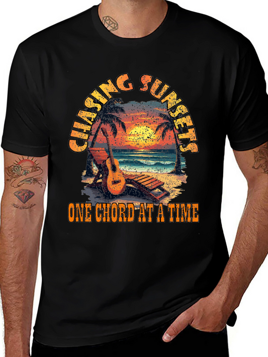 Chasing Sunsets Guitar T-Shirt