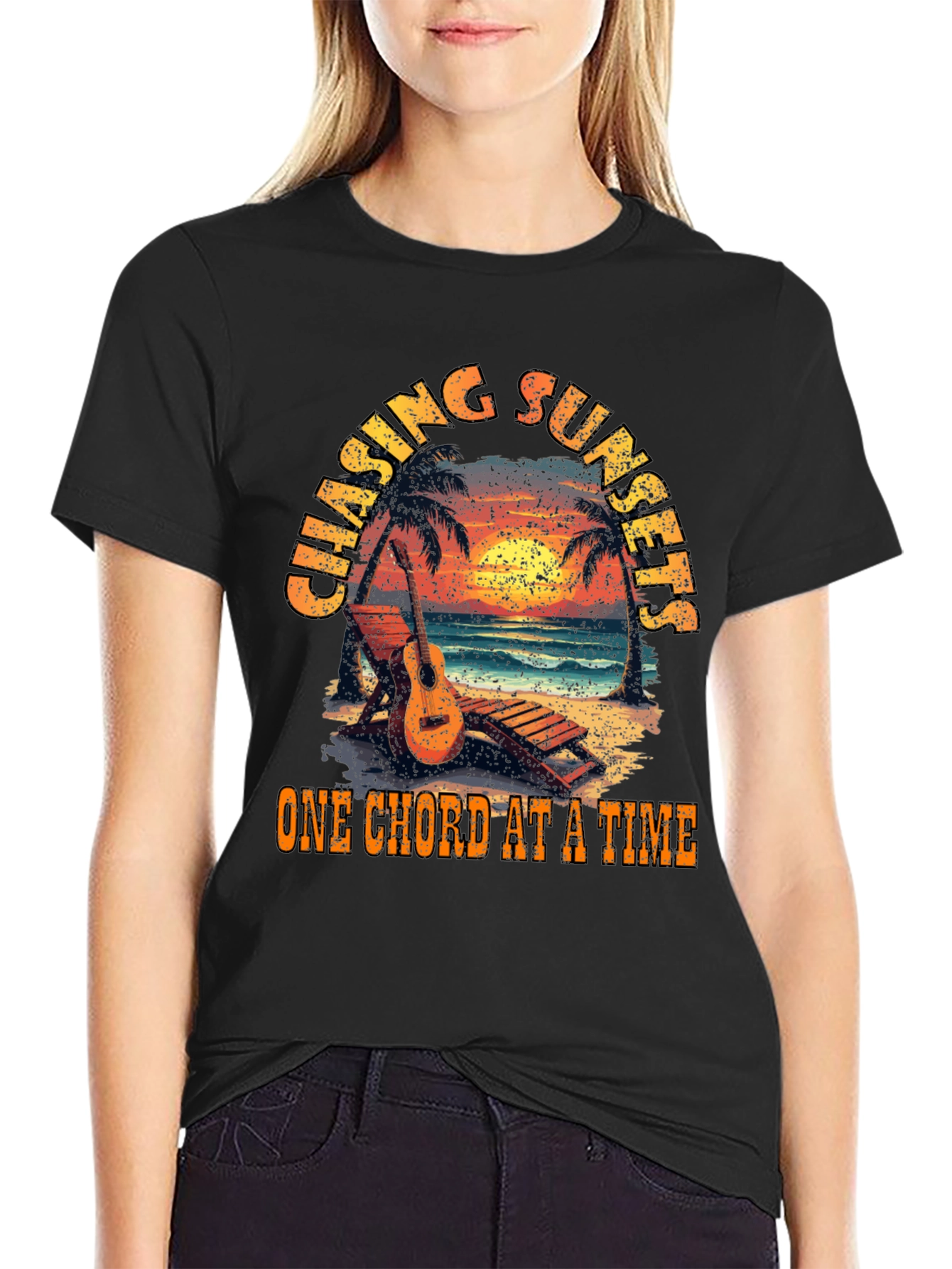 Chasing Sunsets Guitar T-Shirt