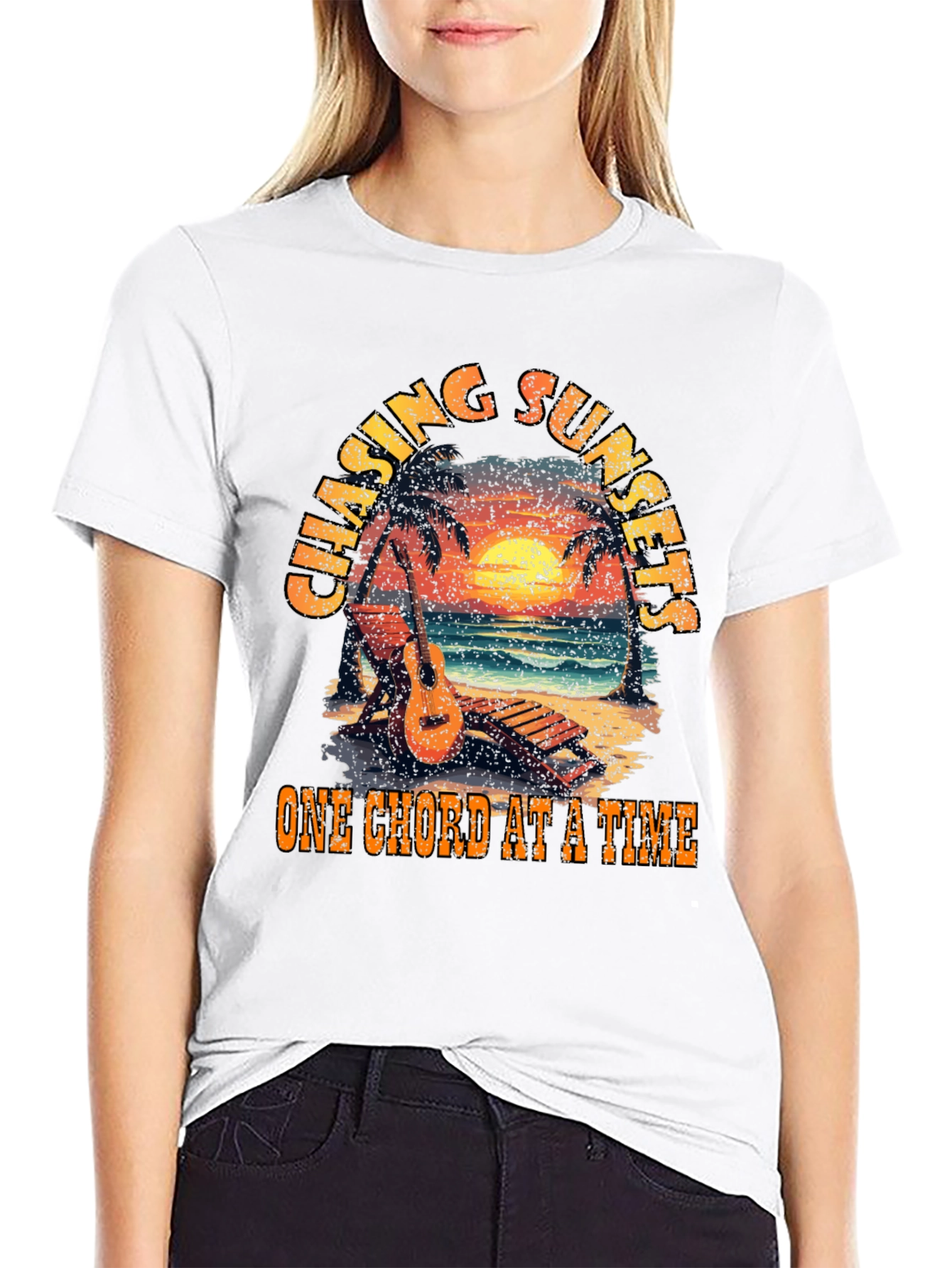 Chasing Sunsets Guitar T-Shirt