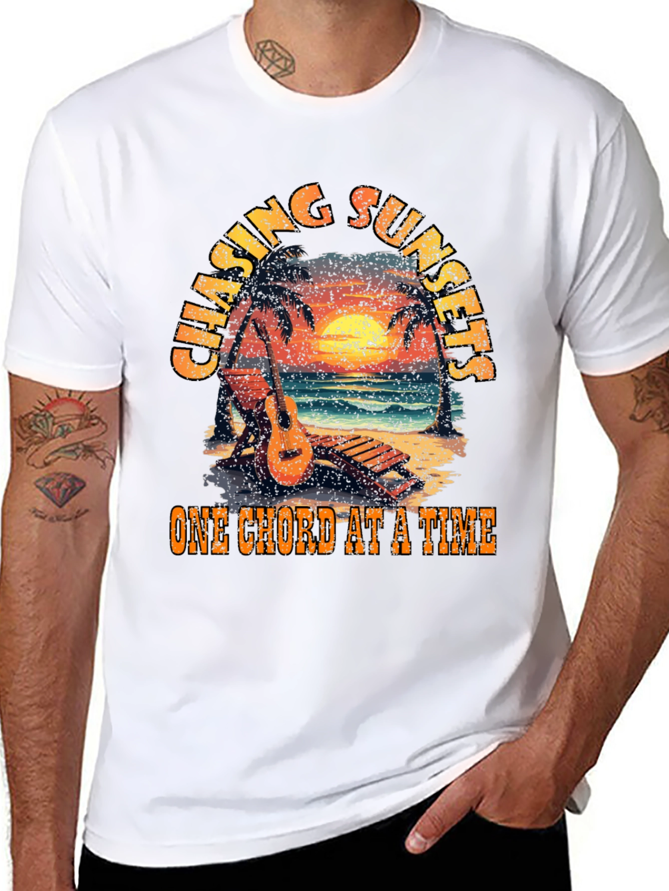 Chasing Sunsets Guitar T-Shirt