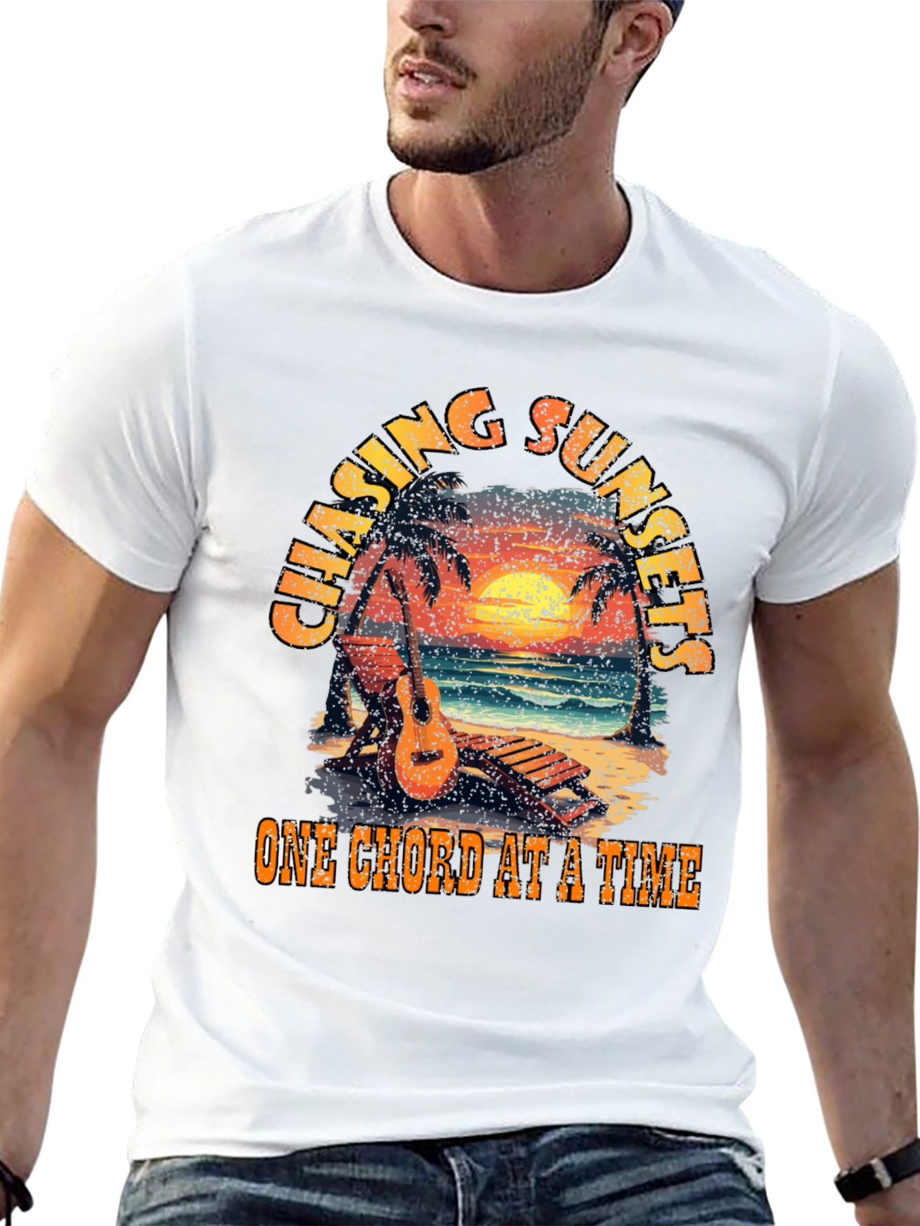 Chasing Sunsets Guitar T-Shirt