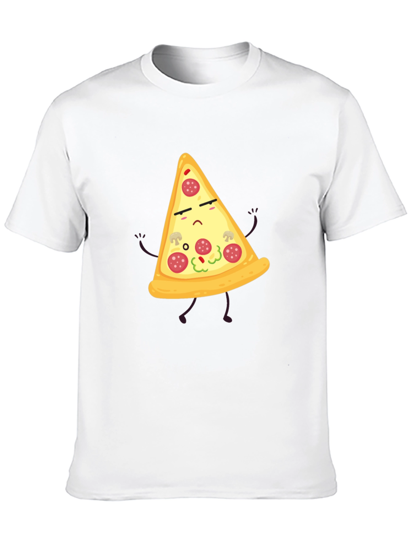 Sad Pizza Slice Black T-Shirt Novelty Graphic Tee