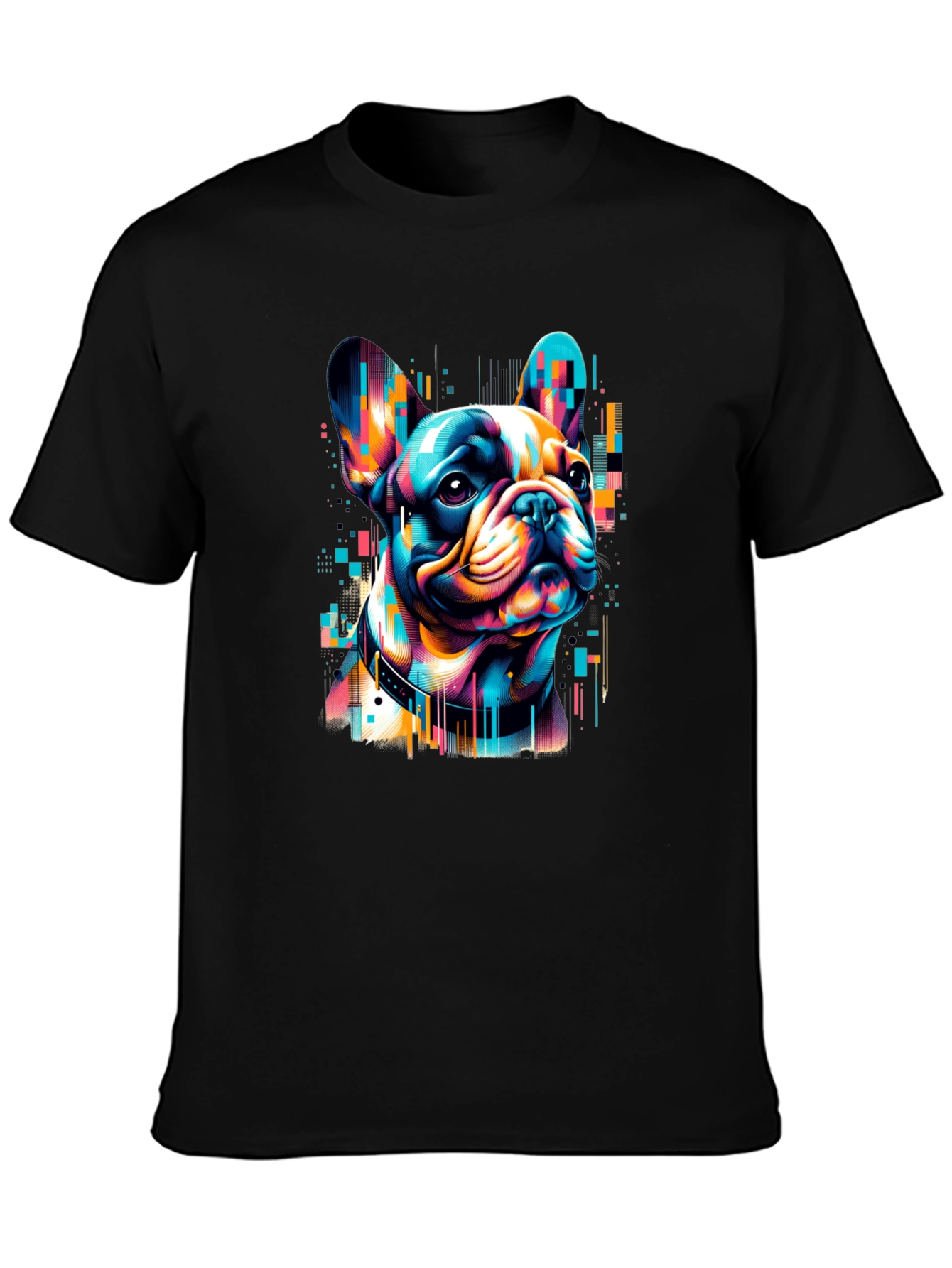 Vibrant French Bulldog Graphic Black T-Shirt