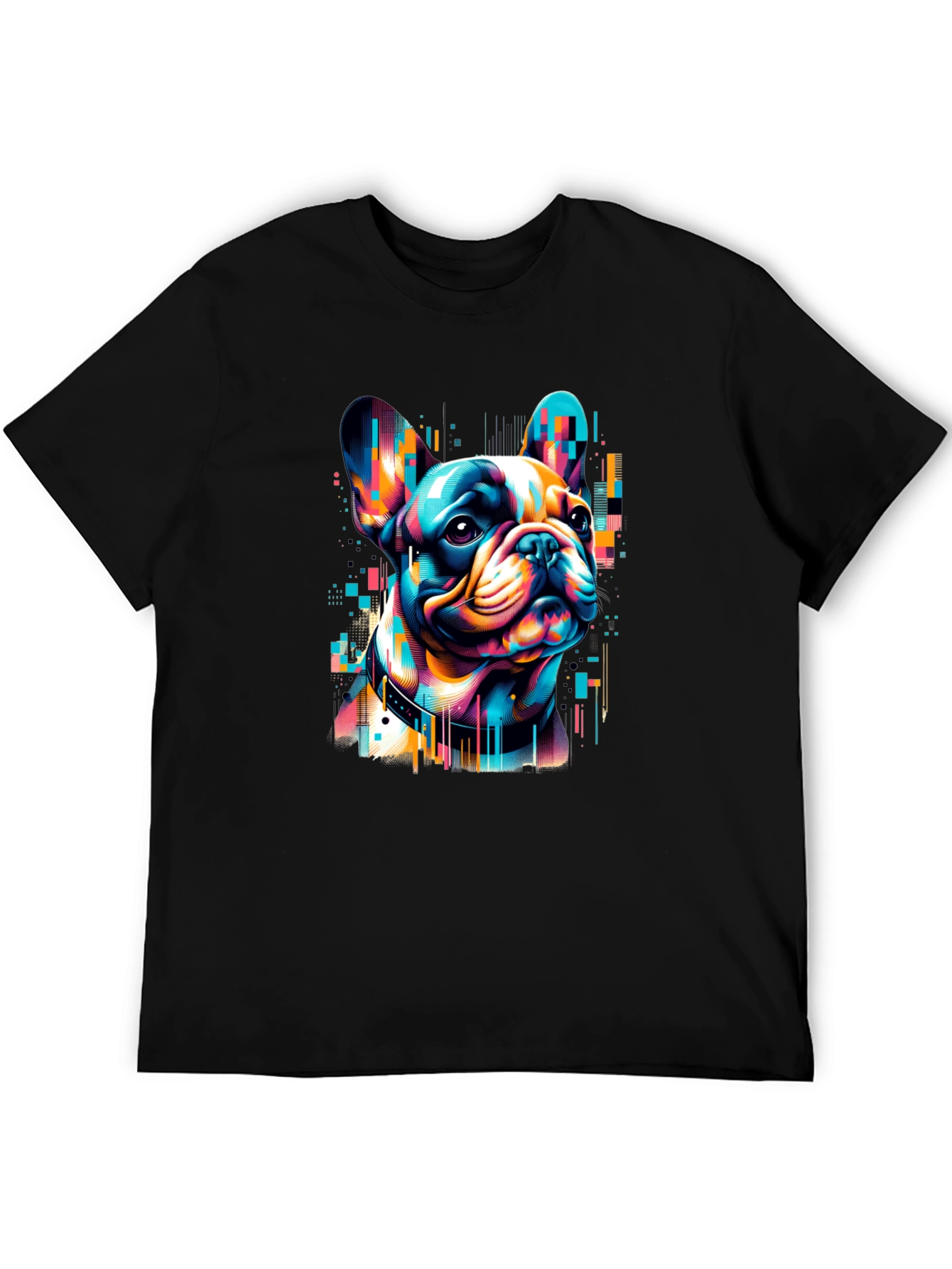 Vibrant French Bulldog Graphic Black T-Shirt