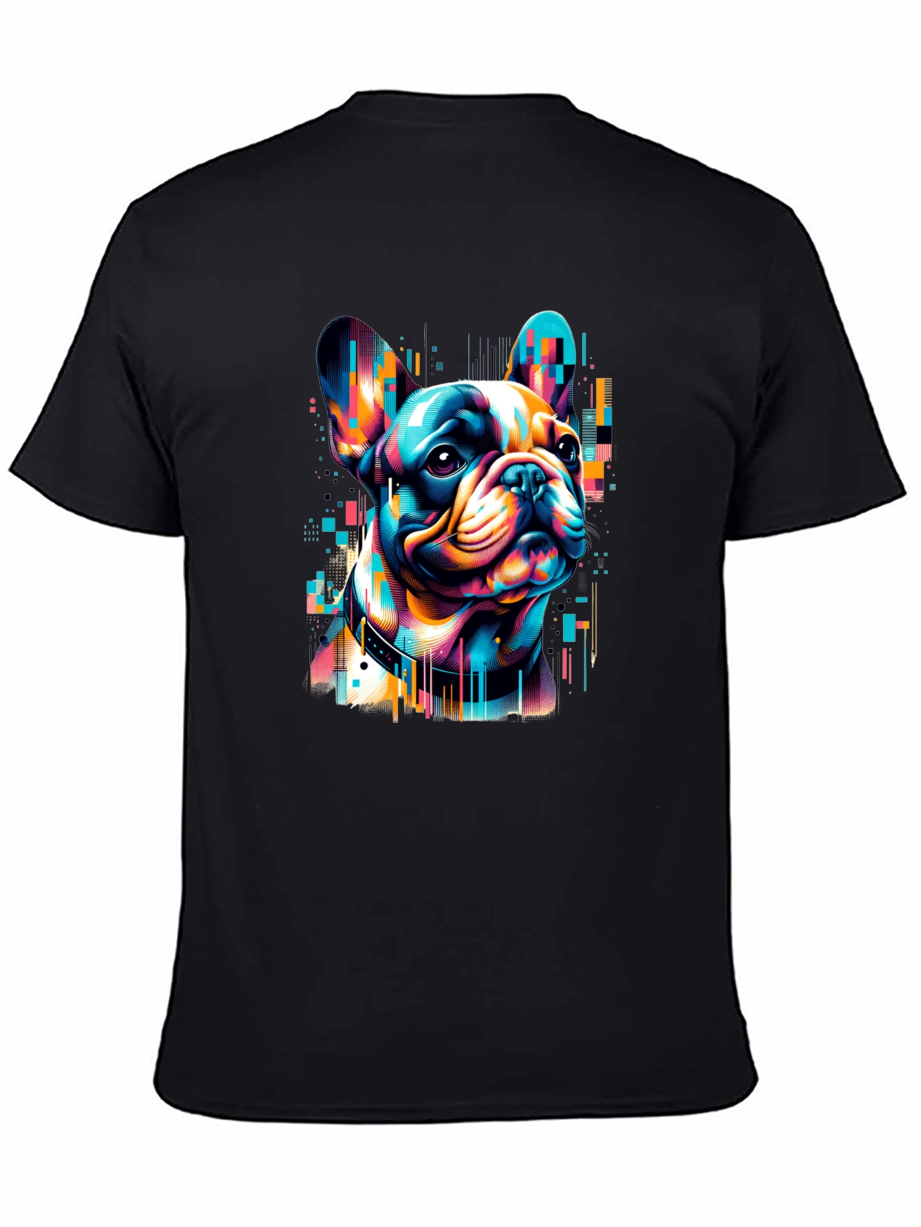 Vibrant French Bulldog Graphic Black T-Shirt