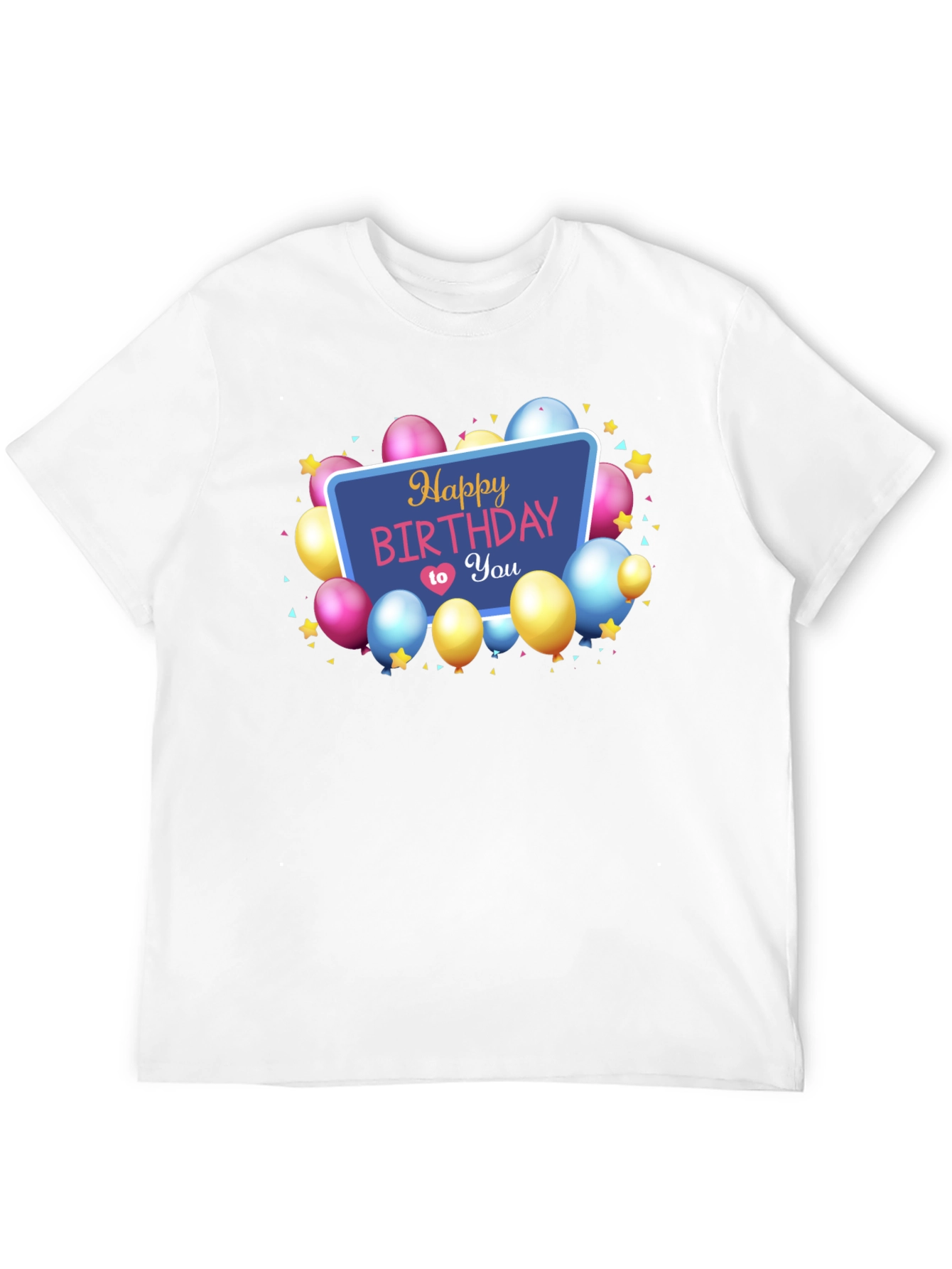 Happy Birthday T-Shirt Black Cotton Mens