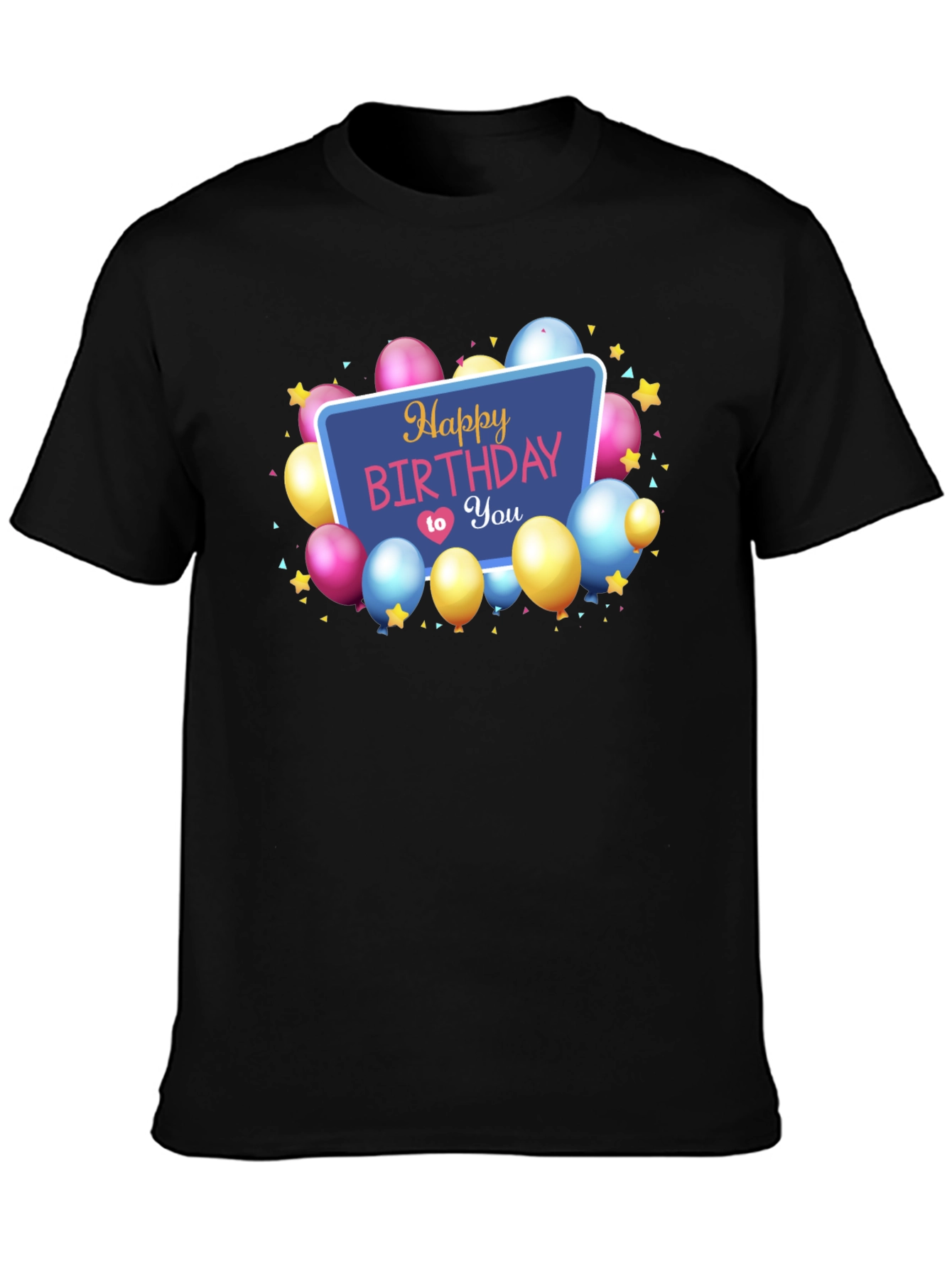 Happy Birthday T-Shirt Black Cotton Mens