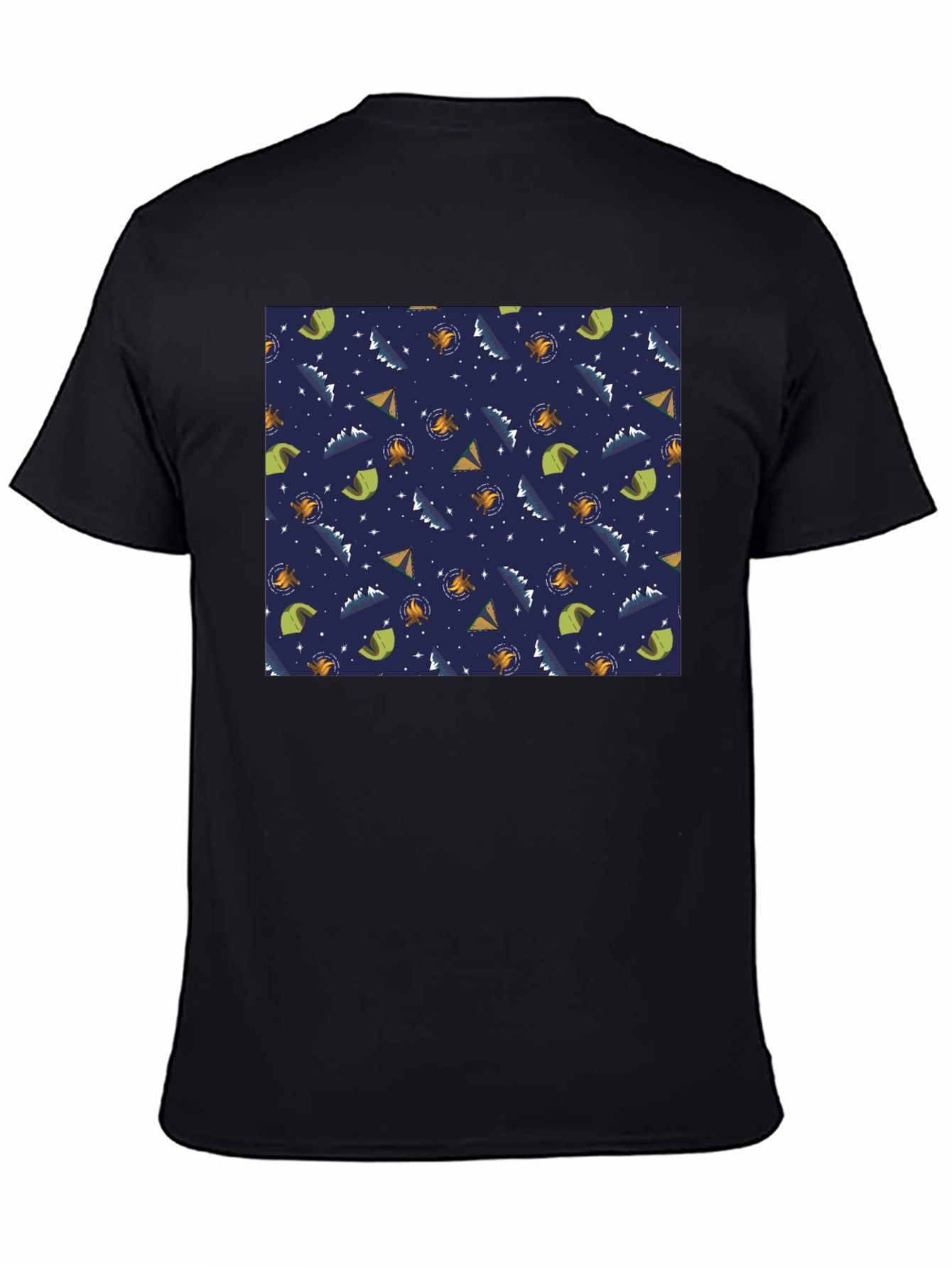 Camping Pattern Black T-Shirt