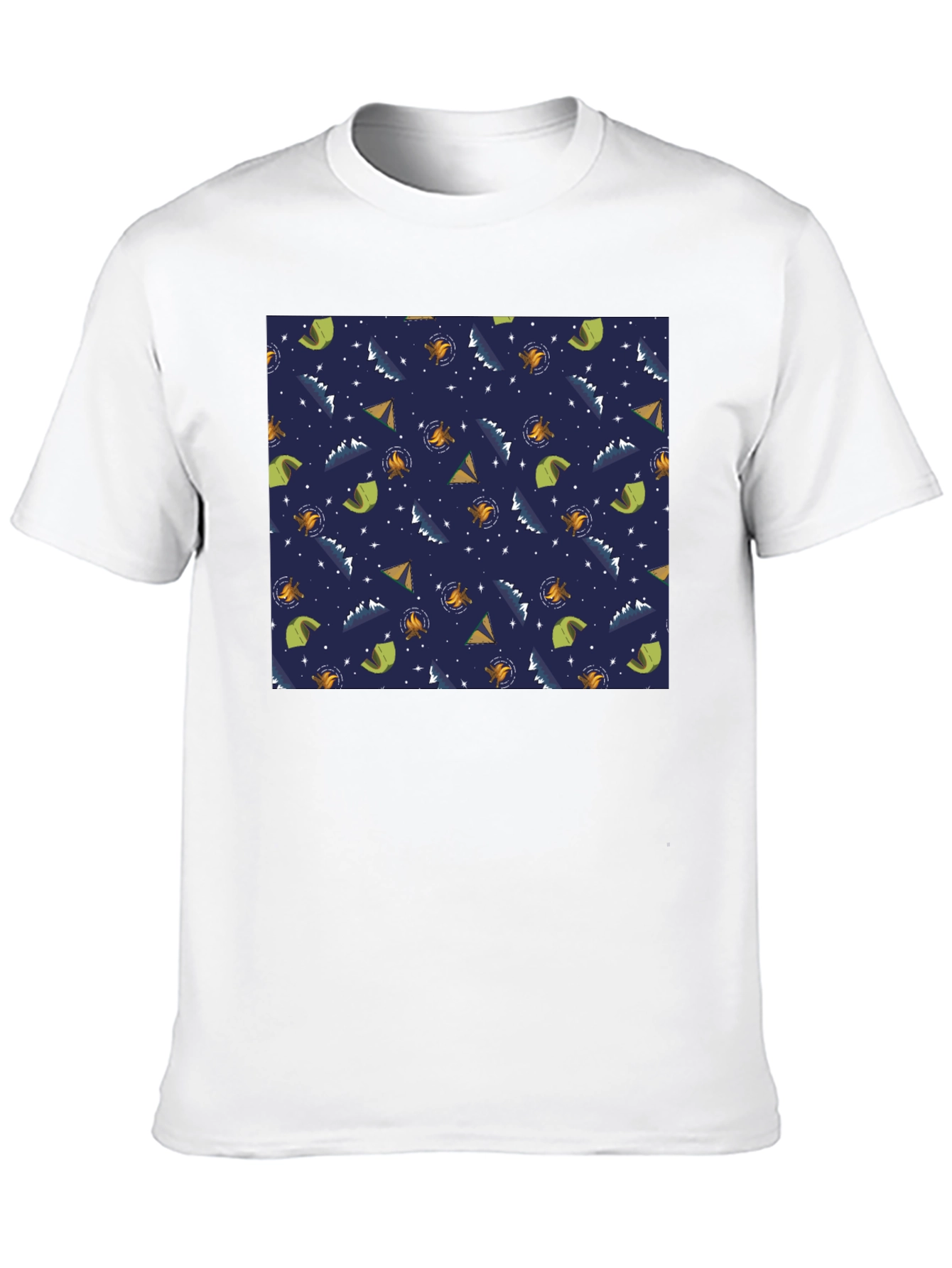 Camping Pattern Black T-Shirt