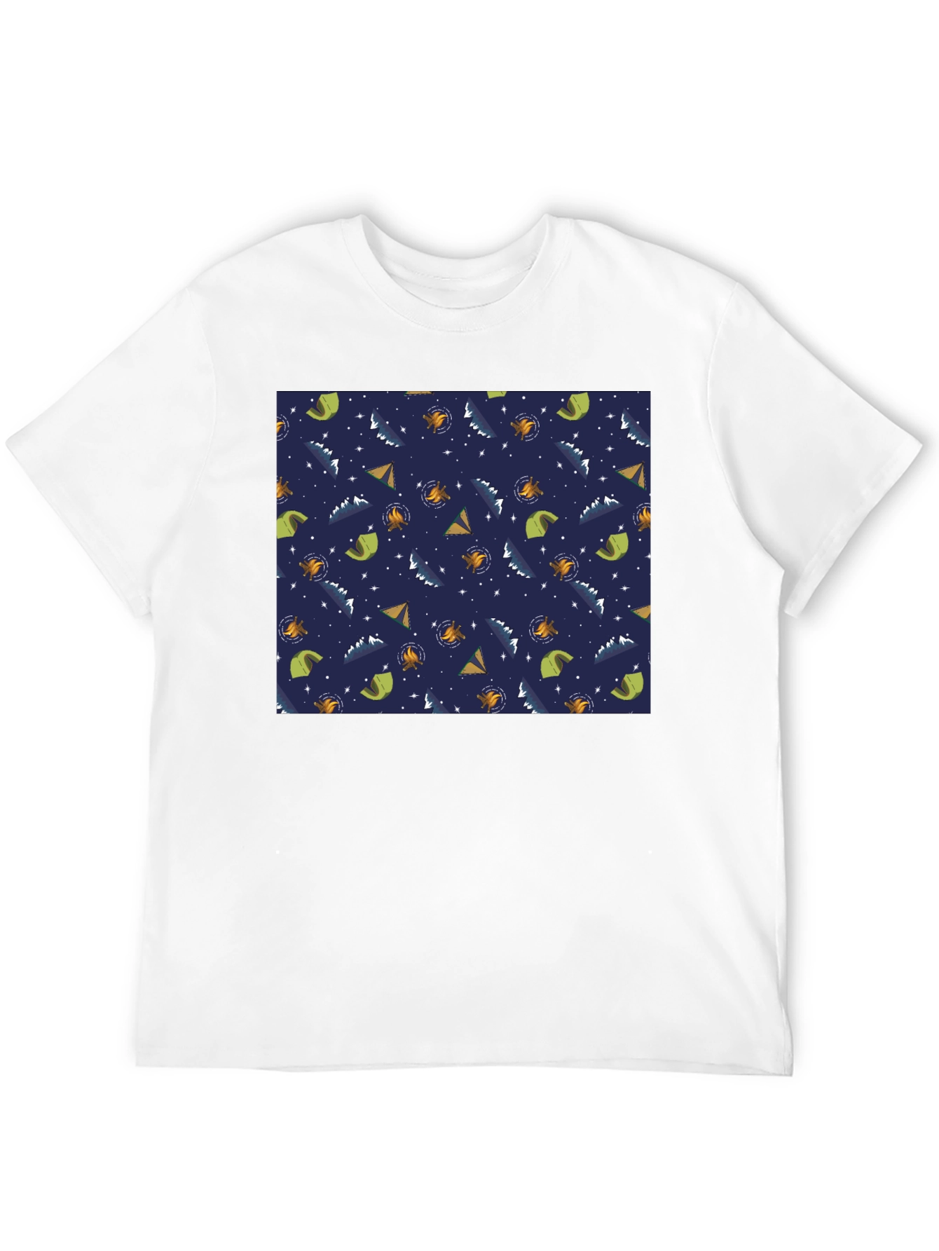 Camping Pattern Black T-Shirt