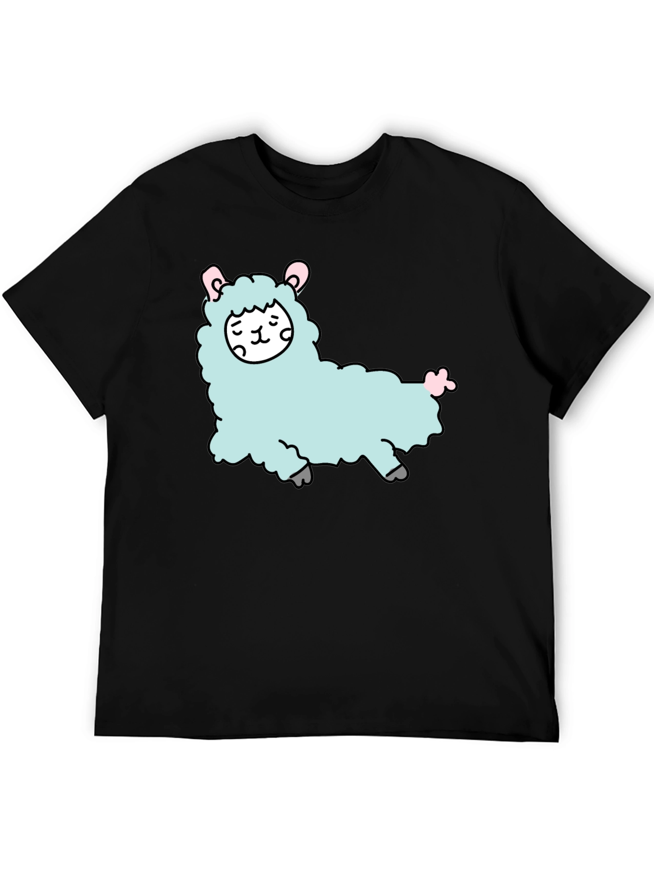 Cute Llama Graphic Tee - Black