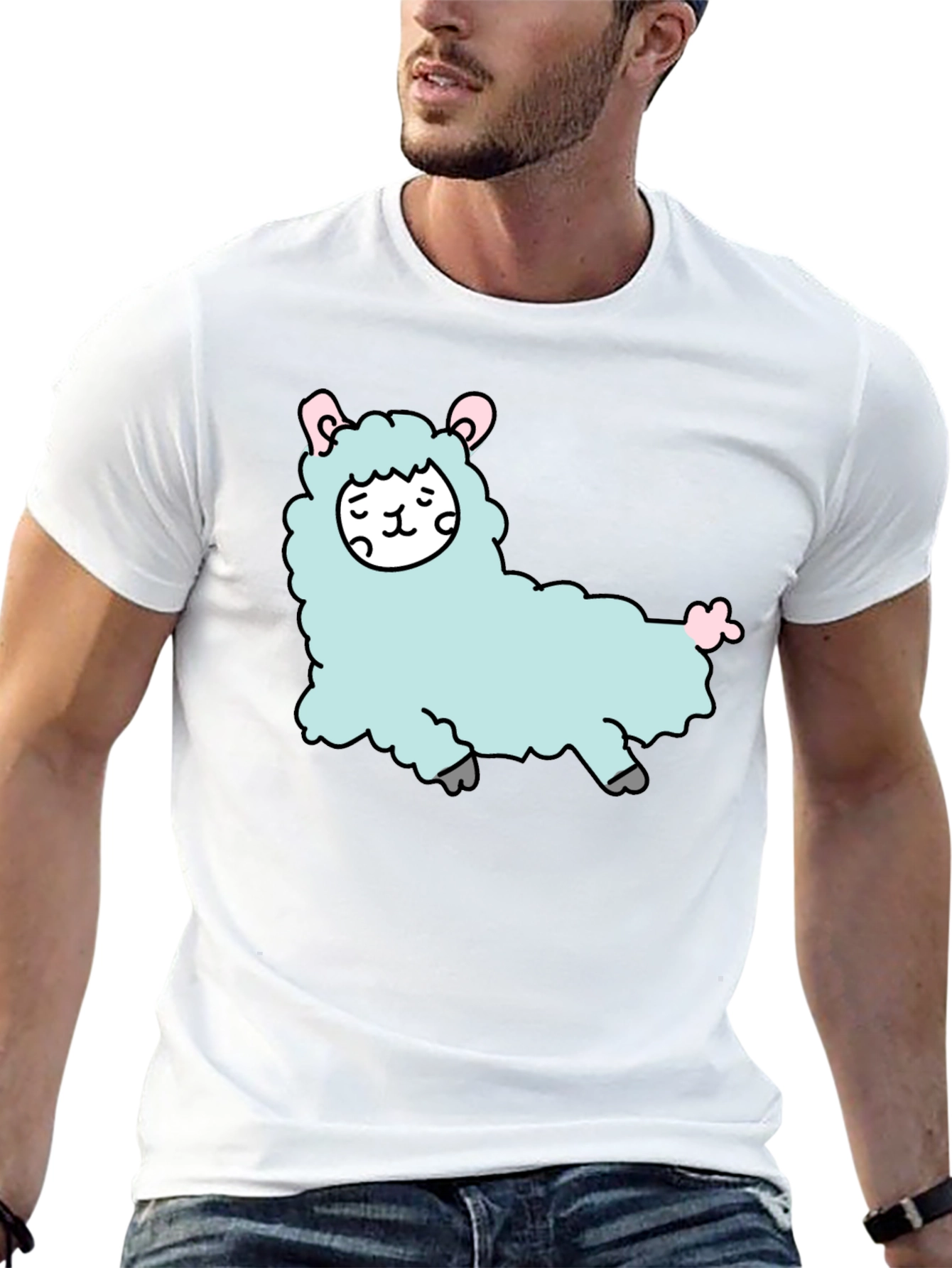 Cute Llama Graphic Tee - Black