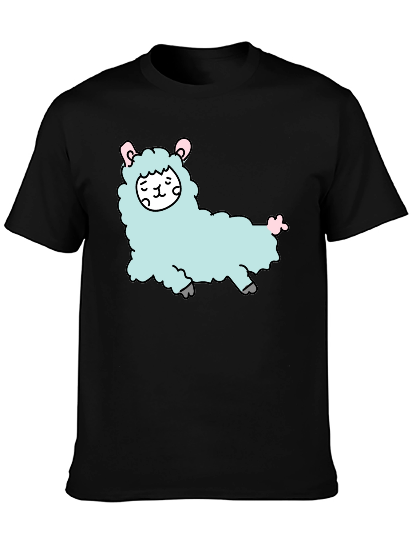 Cute Llama Graphic Tee - Black