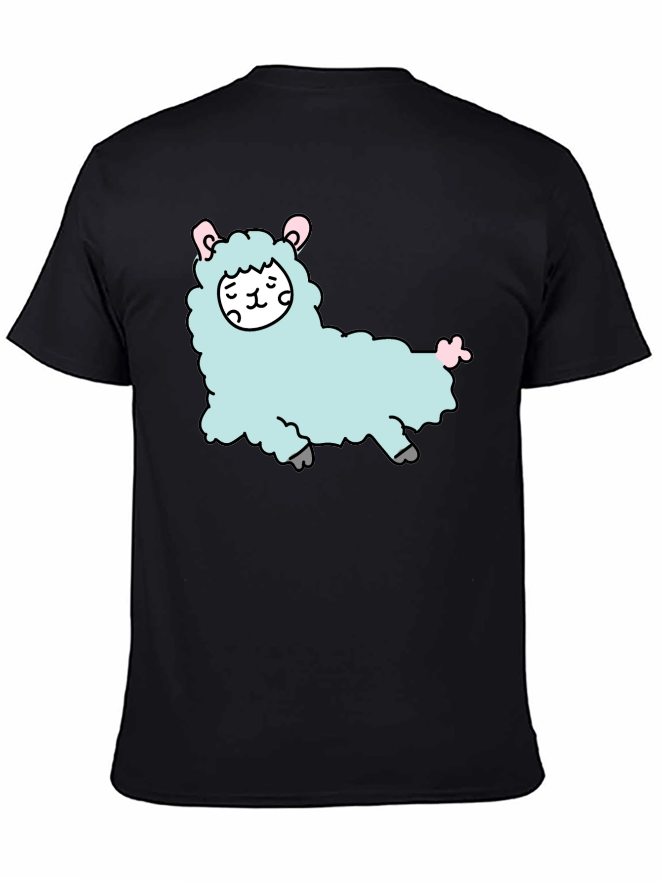 Cute Llama Graphic Tee - Black