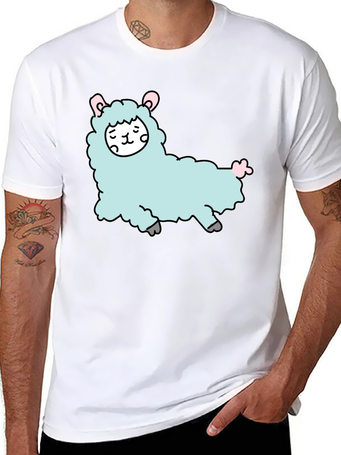 Cute Llama Graphic Tee - Black