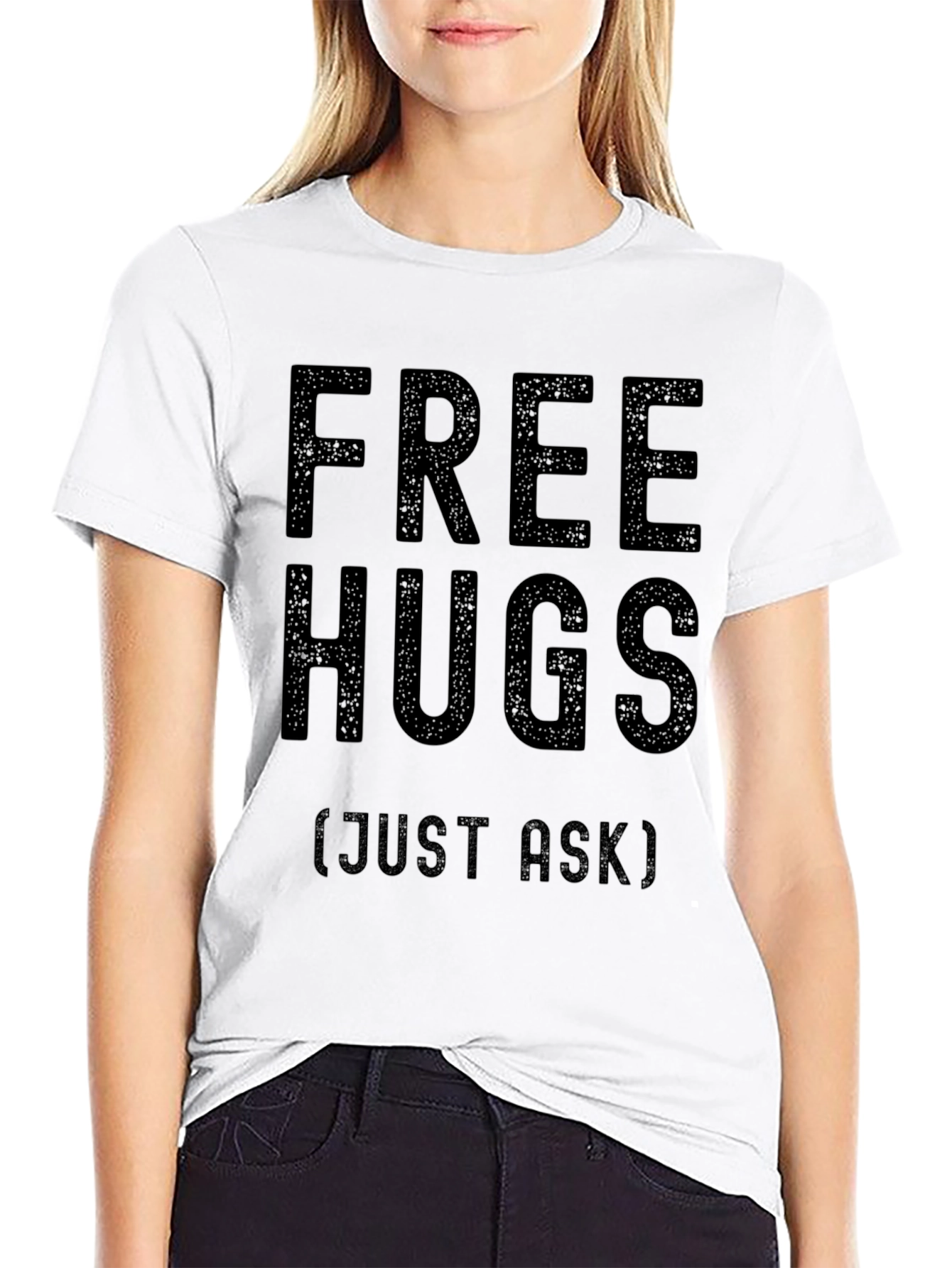 Free Hugs Graphic Tee - Black Cotton Comfort