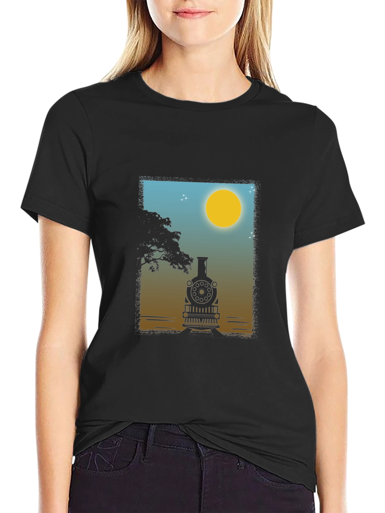 Train Silhouette Graphic Tee - Classic Comfort