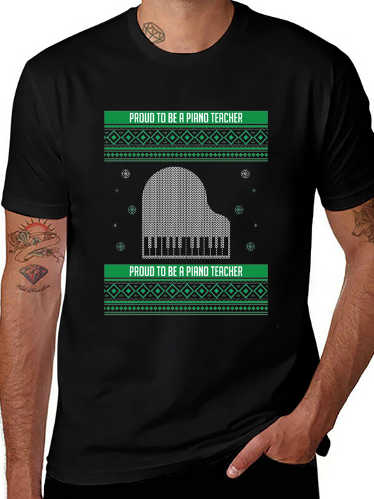 Proud Piano Teacher Ugly Christmas Sweater T-Shirt
