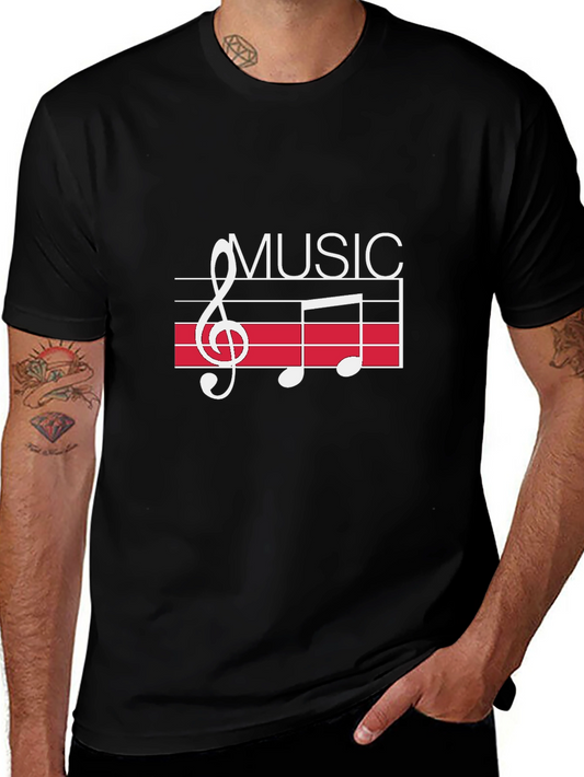 Music Notes Graphic Black T-Shirt