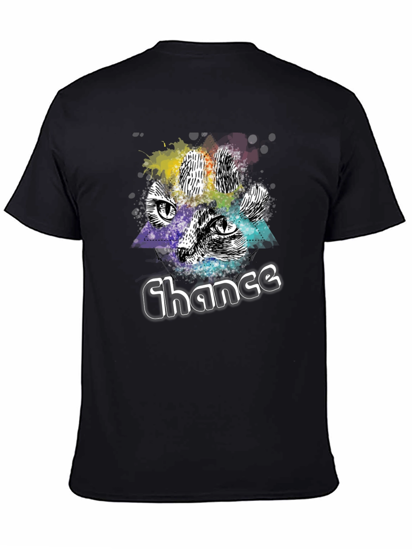 Chance Cat Graphic Tee - Black Cotton Blend Shirt