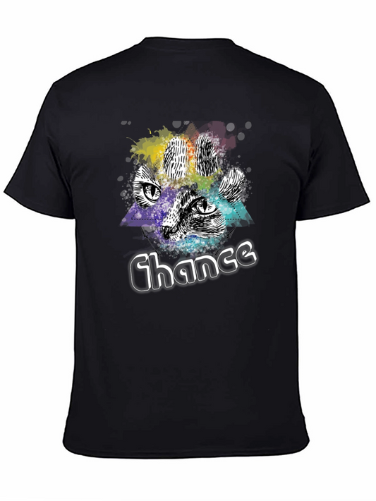 Chance Cat Graphic Tee - Black Cotton Blend Shirt