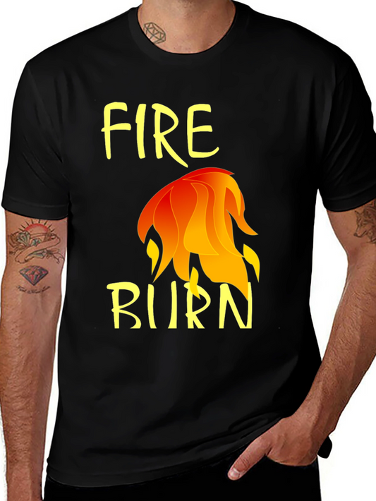 Fire Burn Graphic Tee - Mens Black Short Sleeve T-Shirt