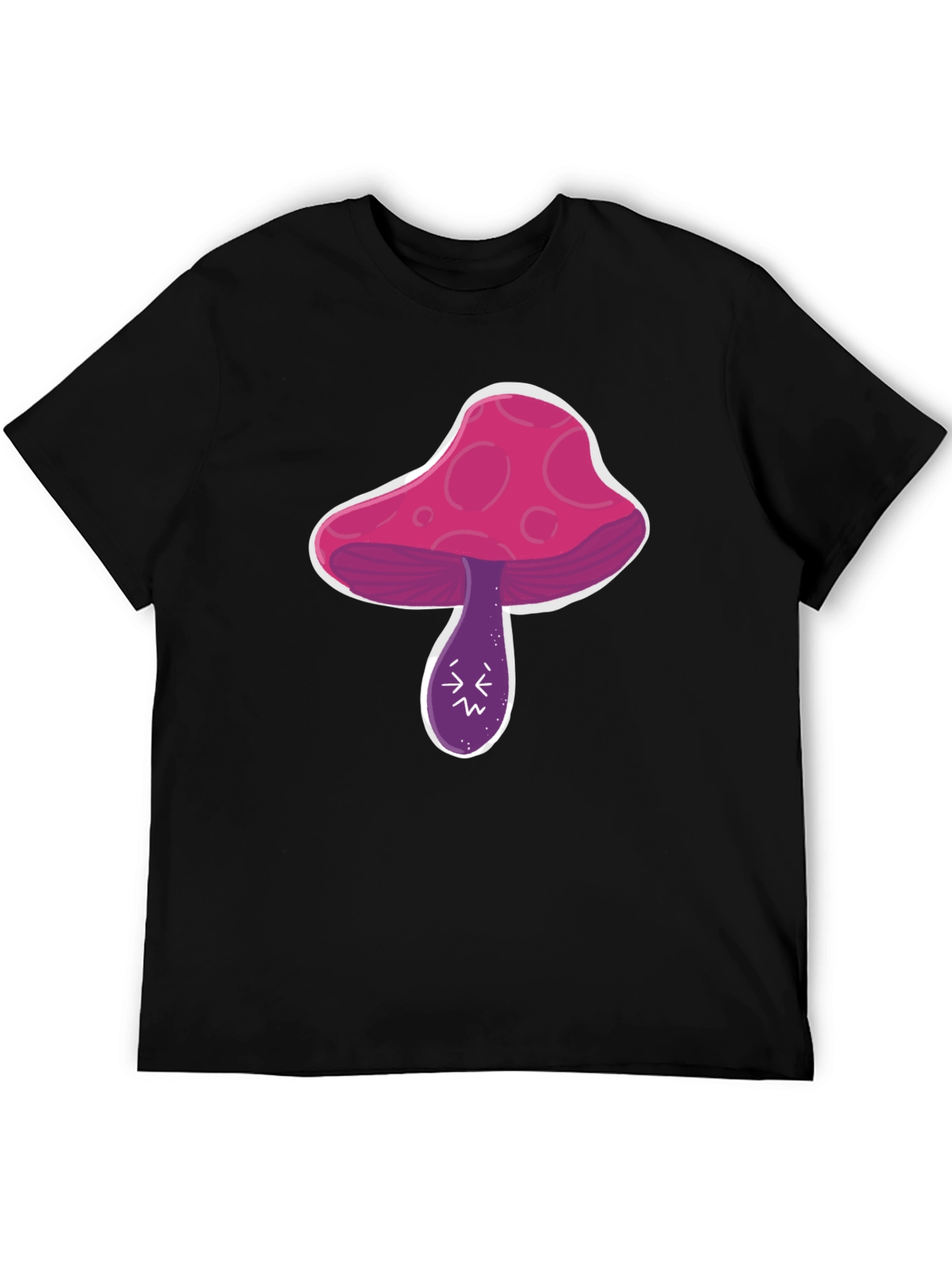 Psychedelic Mushroom Graphic Tee - Black Cotton Shirt