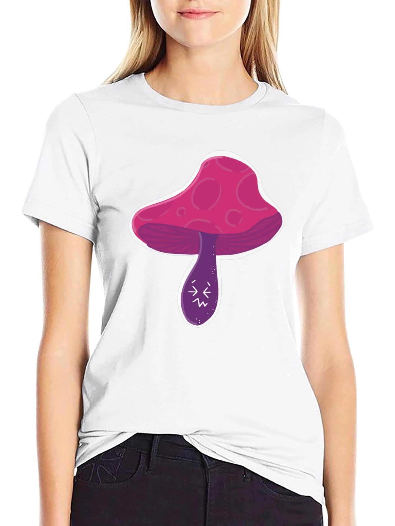 Psychedelic Mushroom Graphic Tee - Black Cotton Shirt