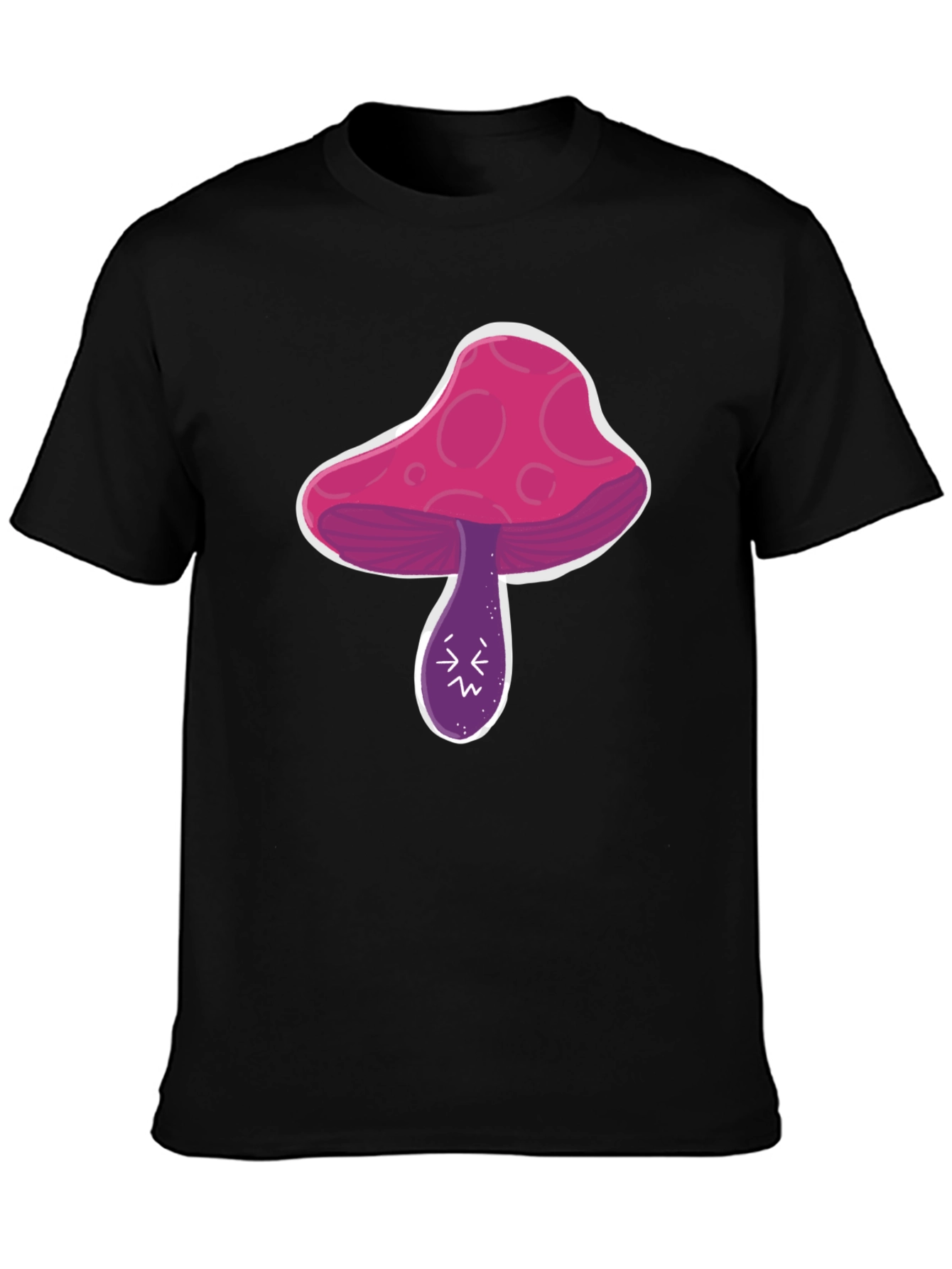 Psychedelic Mushroom Graphic Tee - Black Cotton Shirt