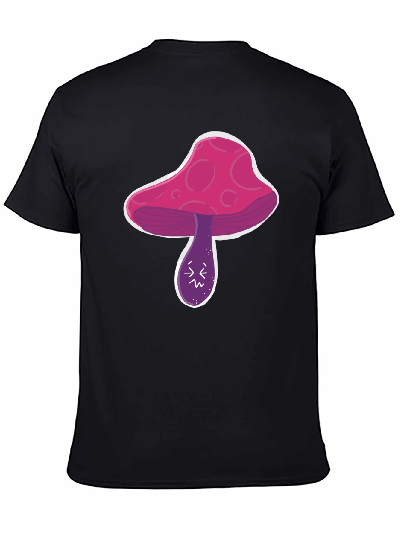 Psychedelic Mushroom Graphic Tee - Black Cotton Shirt
