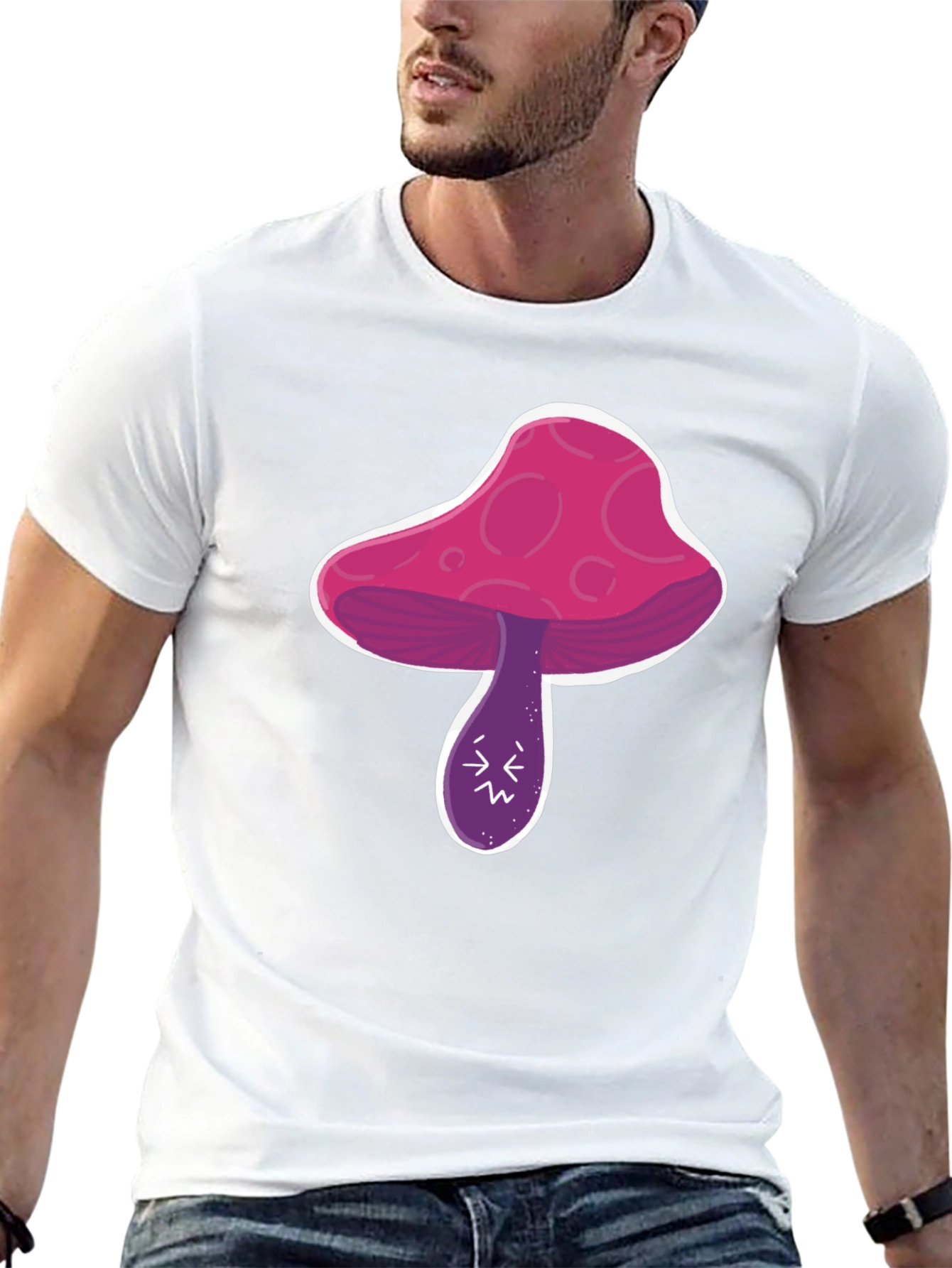 Psychedelic Mushroom Graphic Tee - Black Cotton Shirt