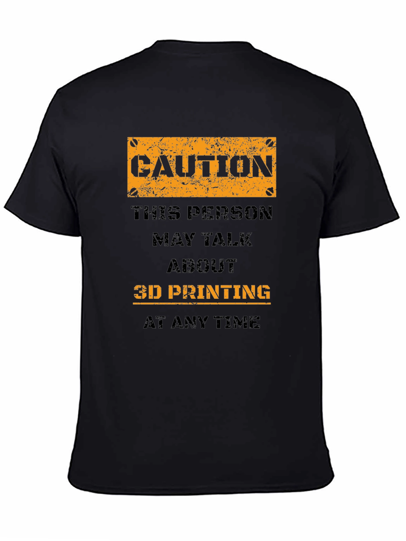 Caution 3D Printing Black T-Shirt