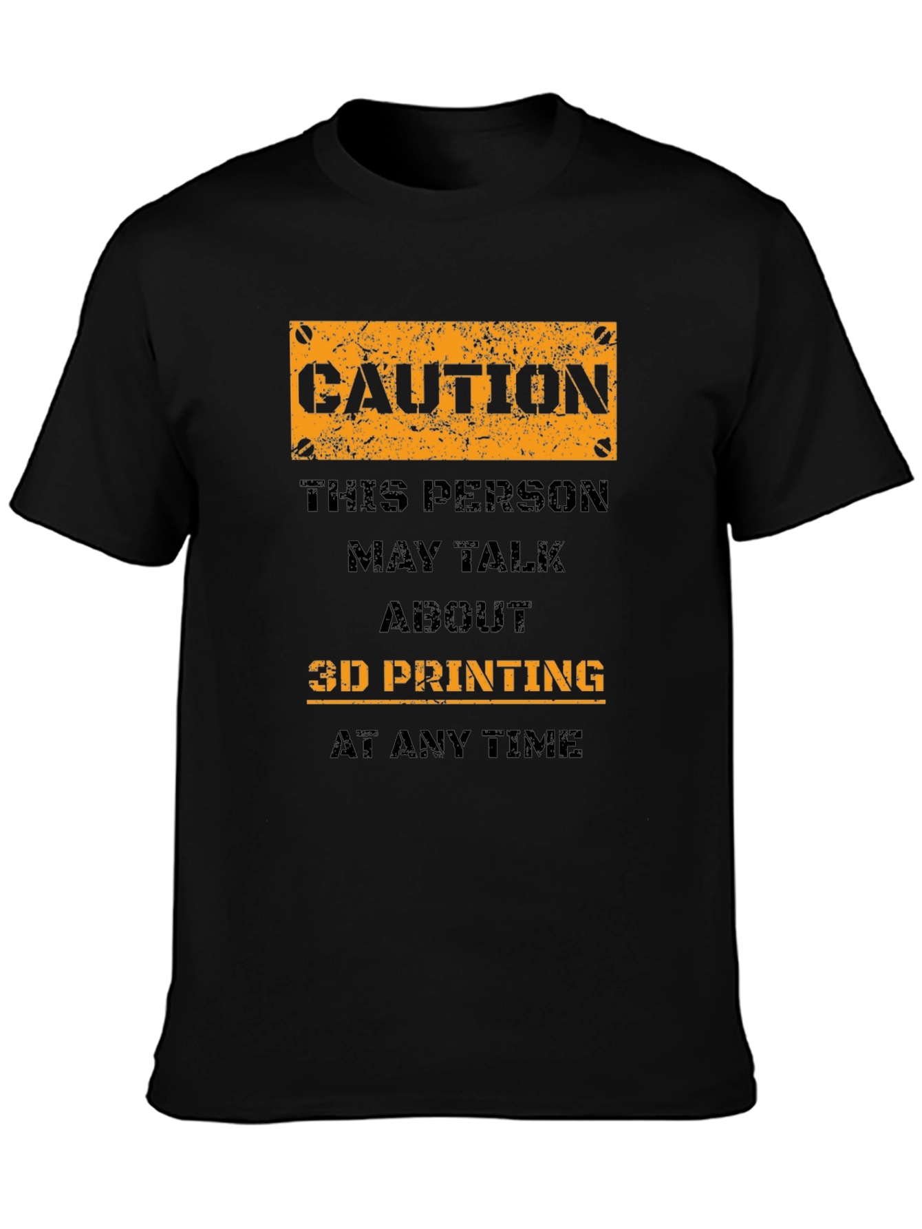 Caution 3D Printing Black T-Shirt