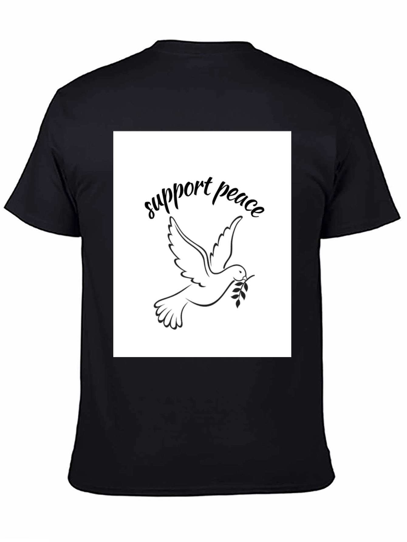 Support Peace Dove Graphic Black T-Shirt