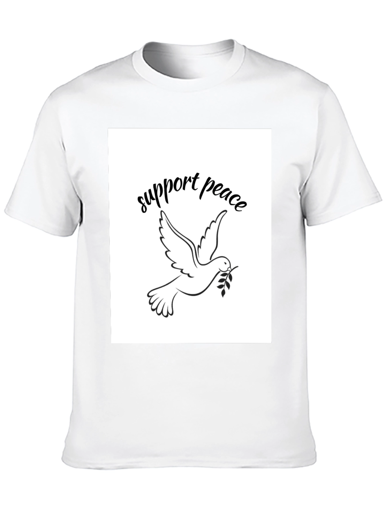 Support Peace Dove Graphic Black T-Shirt