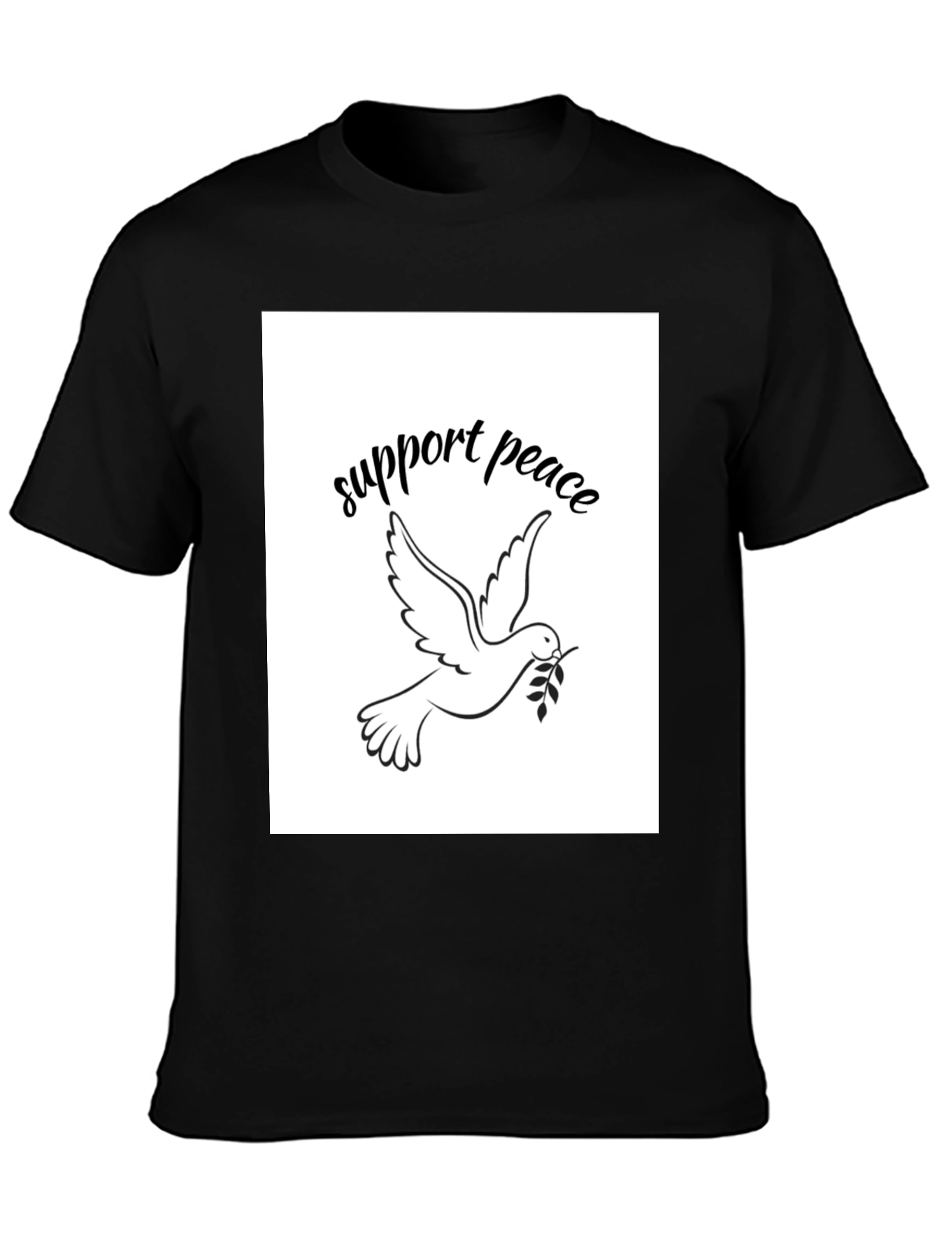 Support Peace Dove Graphic Black T-Shirt